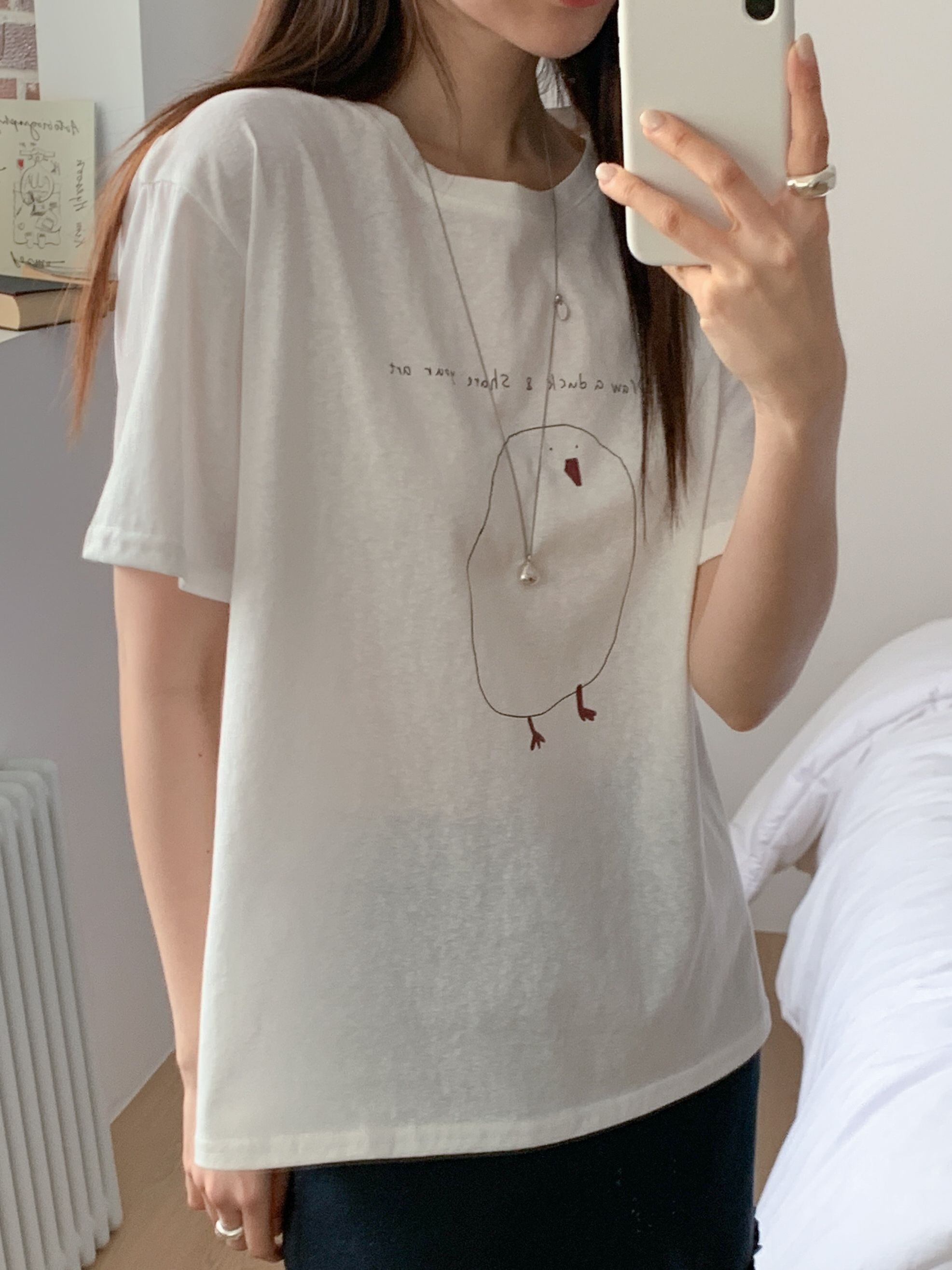 コットンラウンドネック半袖プリントTシャツ | 詳細画像2