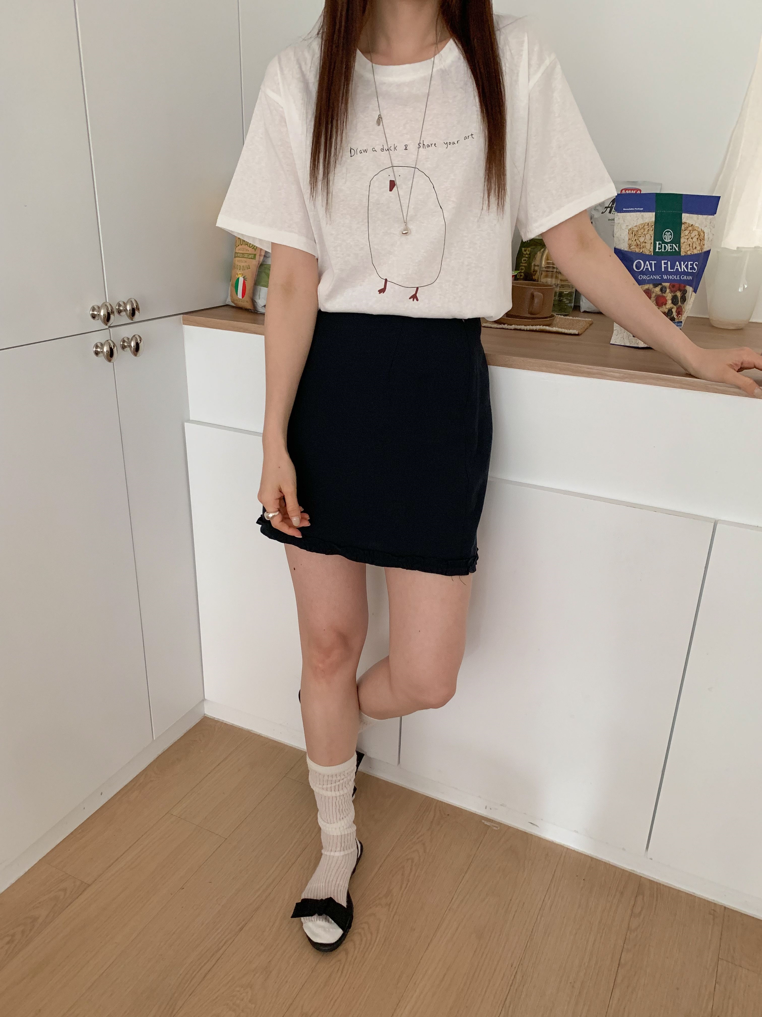 コットンラウンドネック半袖プリントTシャツ | 詳細画像3