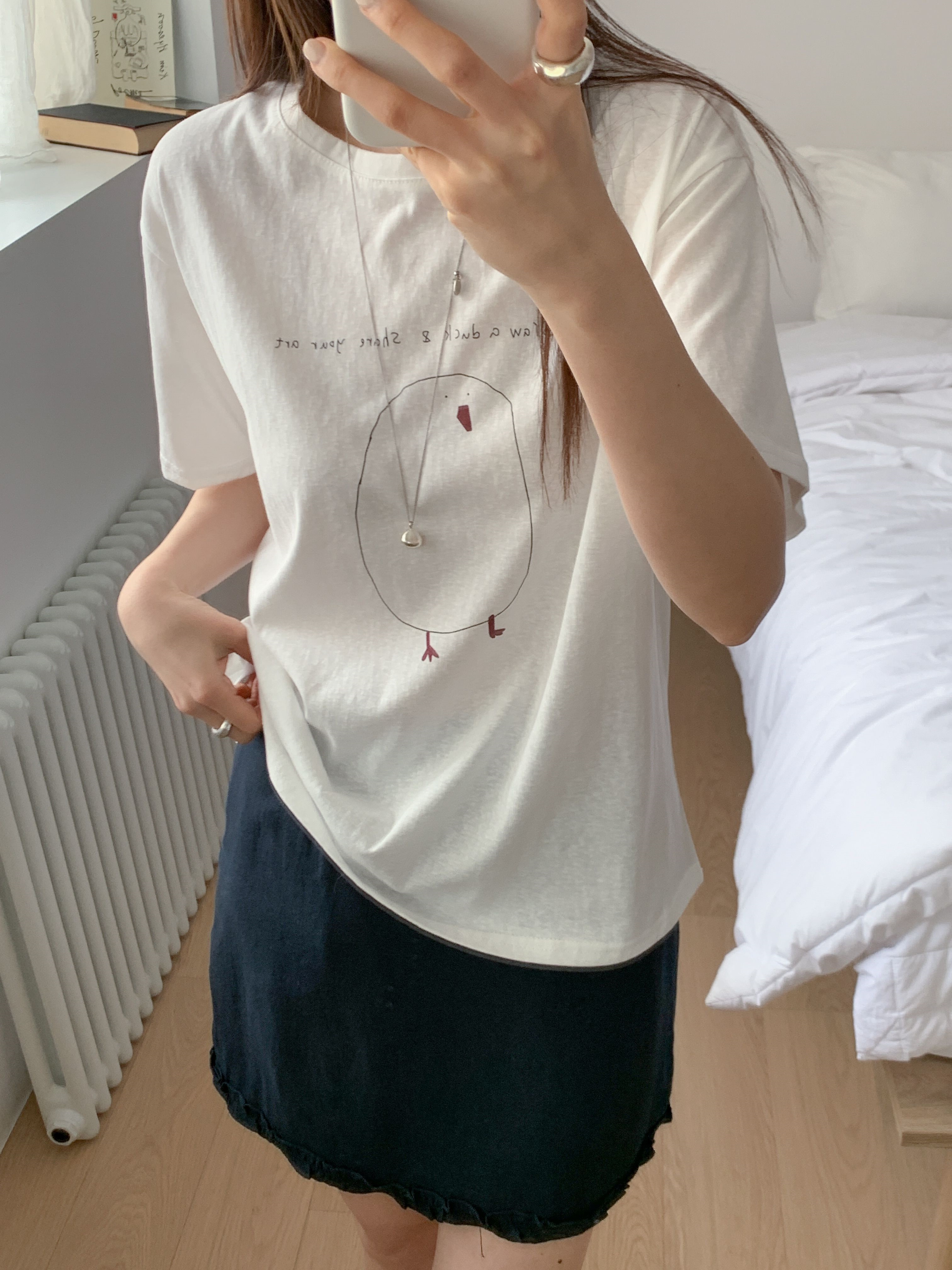 コットンラウンドネック半袖プリントTシャツ | 詳細画像8