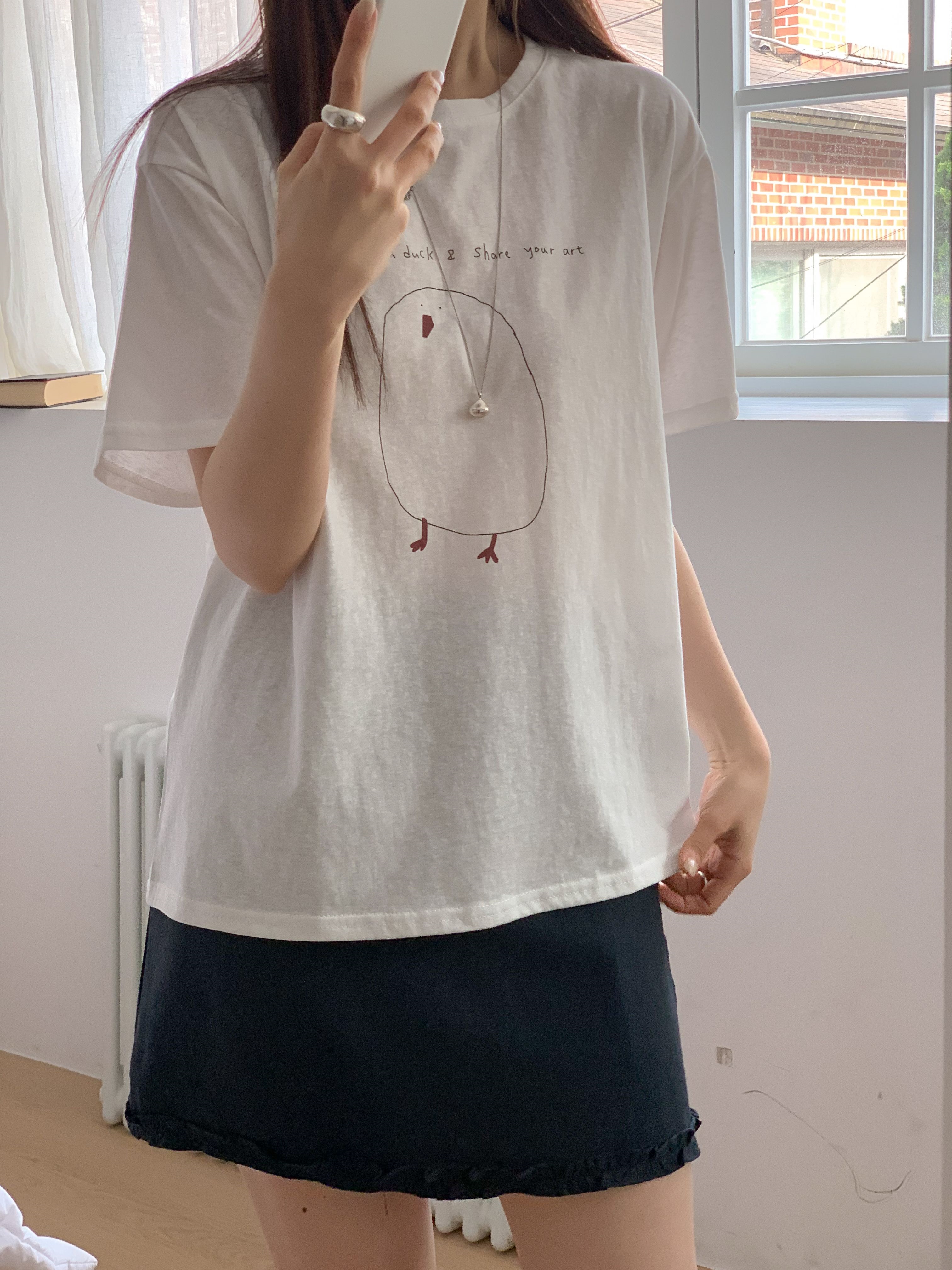 コットンラウンドネック半袖プリントTシャツ | 詳細画像9