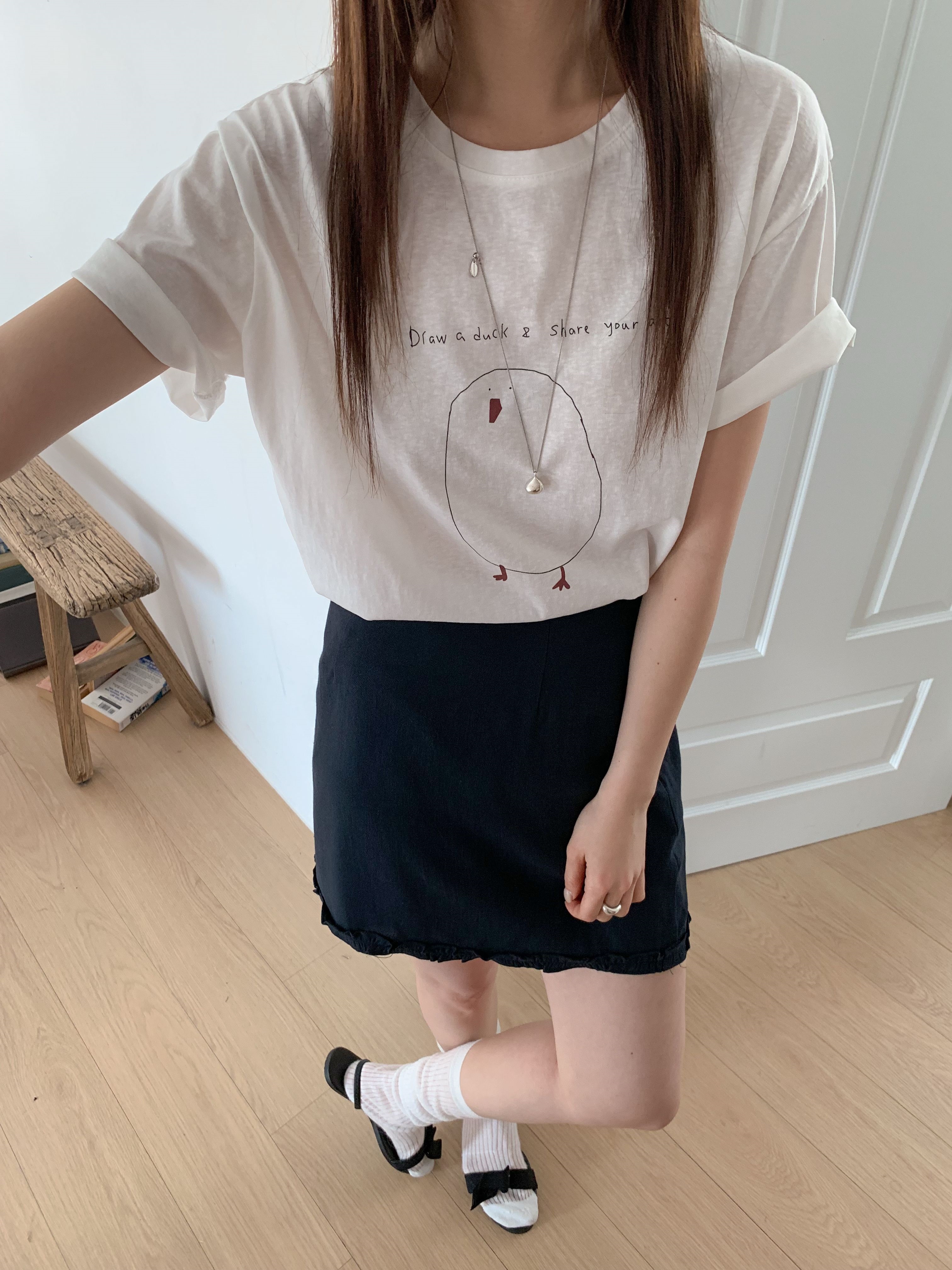 コットンラウンドネック半袖プリントTシャツ | 詳細画像17