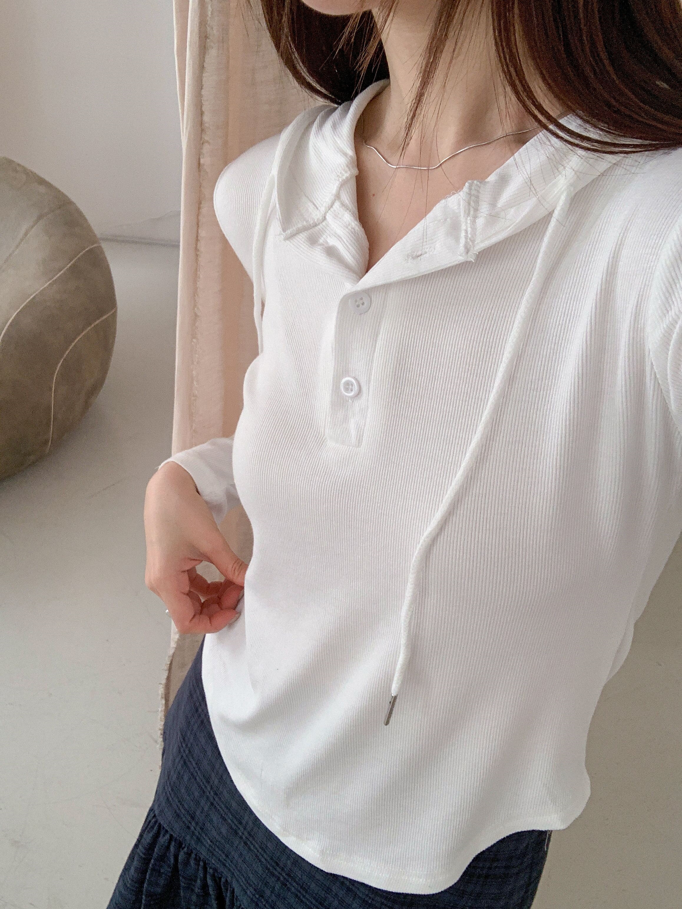 フードハーフボタン長袖Tシャツ | 詳細画像13