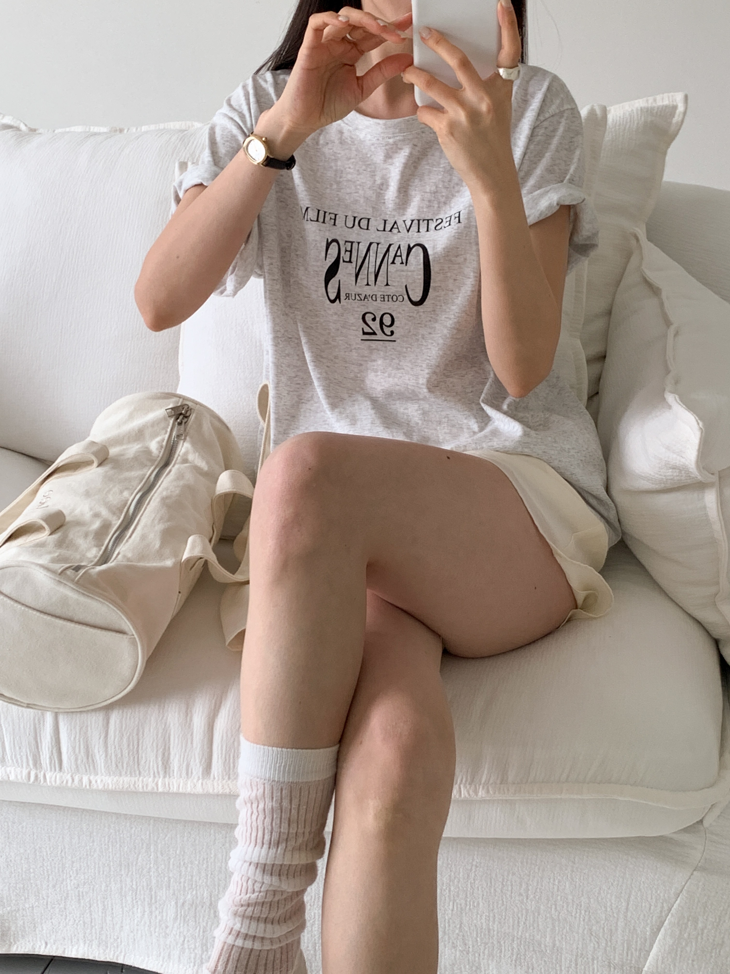 ラウンドネック半袖レタリングTシャツ | 詳細画像7