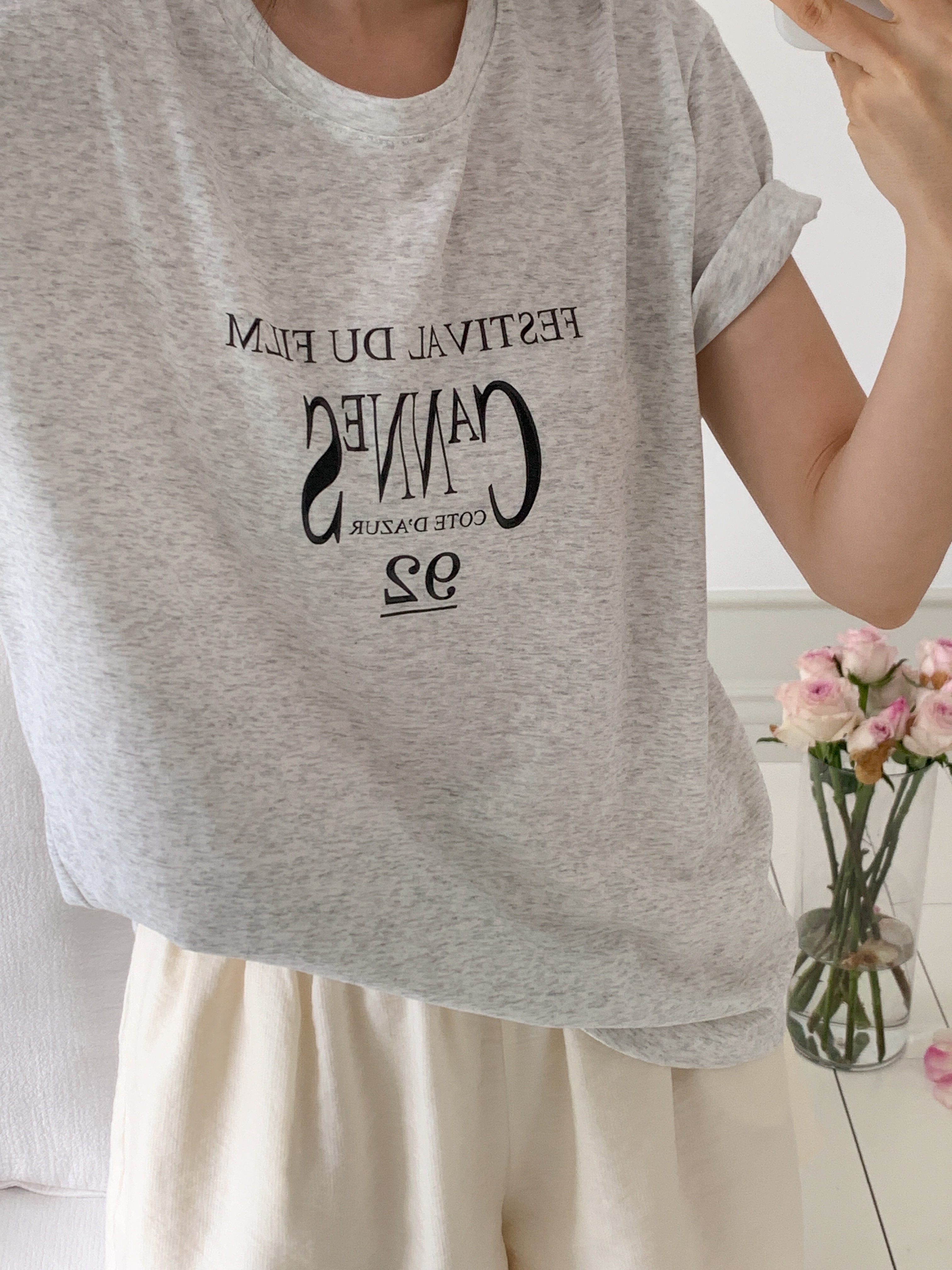 ラウンドネック半袖レタリングTシャツ | 詳細画像13