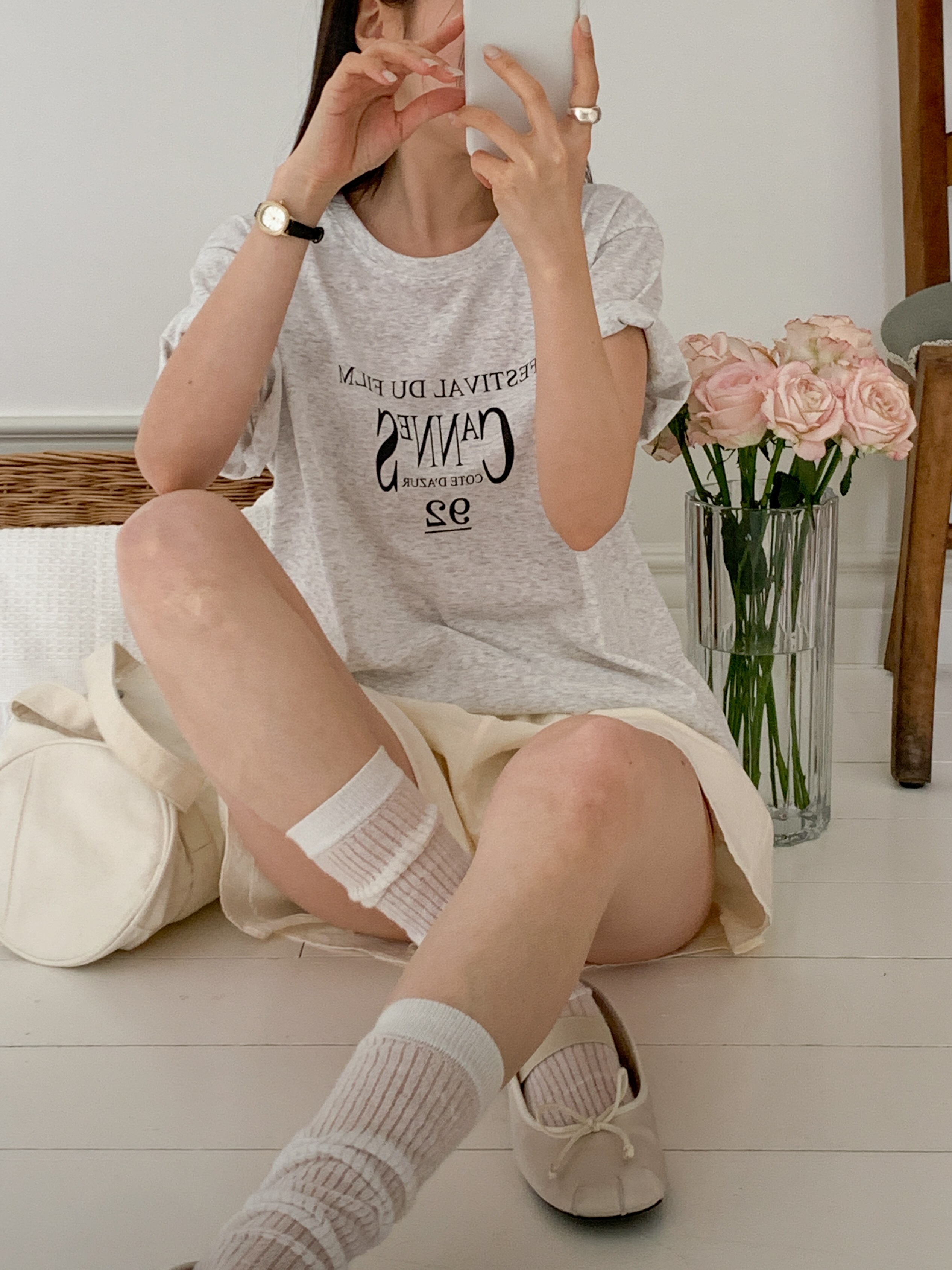 ラウンドネック半袖レタリングTシャツ | 詳細画像15