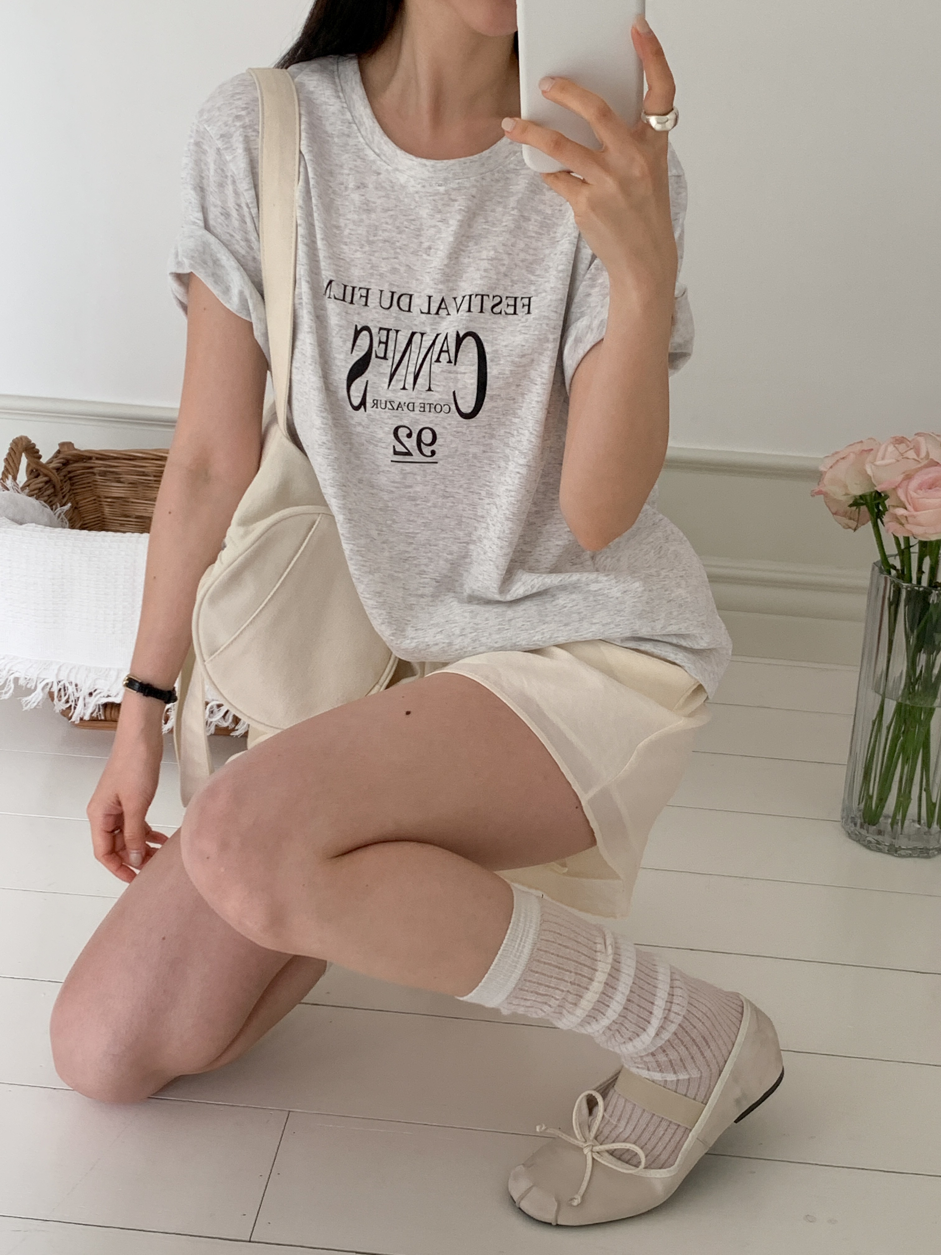 ラウンドネック半袖レタリングTシャツ | 詳細画像18