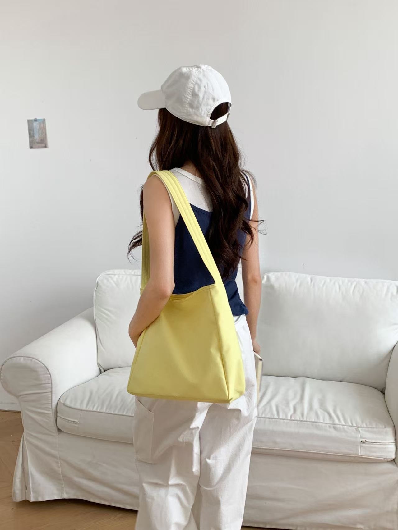 コットンジップアップポケットシンプルDリングマグネットボタン無地トートバッグ | 詳細画像9