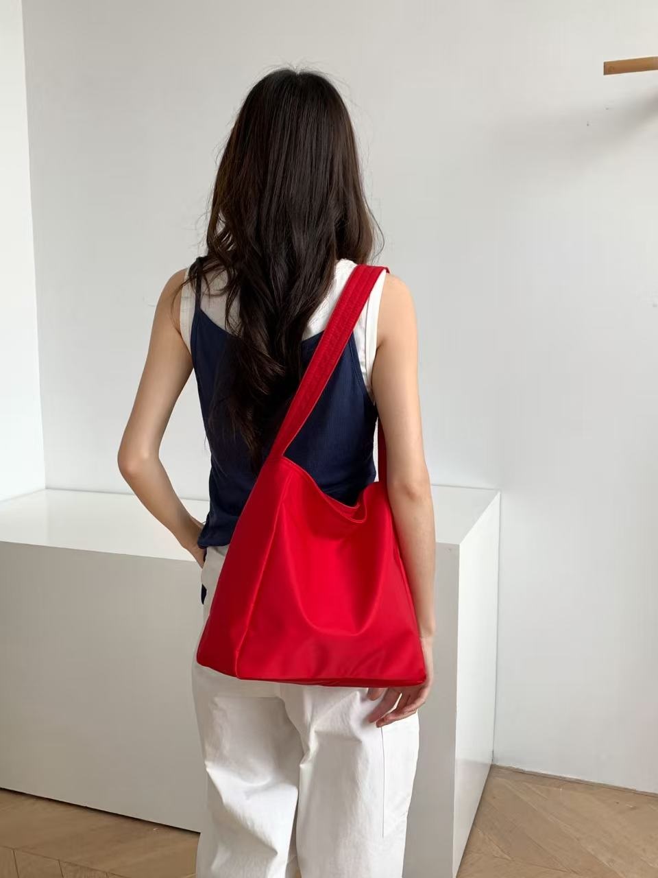 コットンジップアップポケットシンプルDリングマグネットボタン無地トートバッグ | 詳細画像10