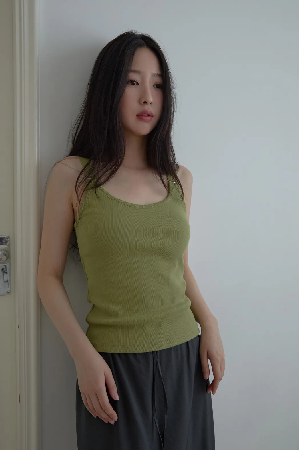 コットンクロップドスリム無地ノースリーブSS | 詳細画像1