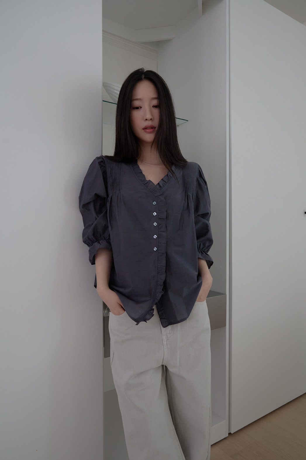 デニムコットンベーシックワイド無地パンツデニムパンツオールシーズン | 詳細画像15