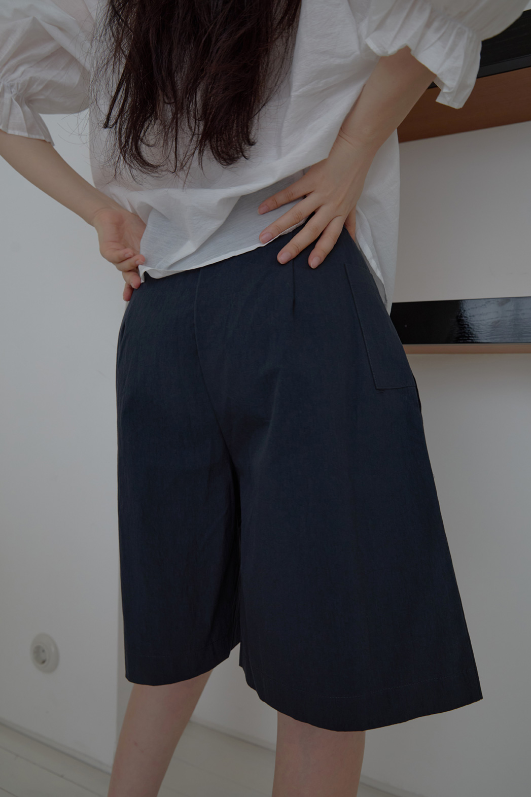コットンバミューダワイド無地パンツハーフパンツSS | 詳細画像21