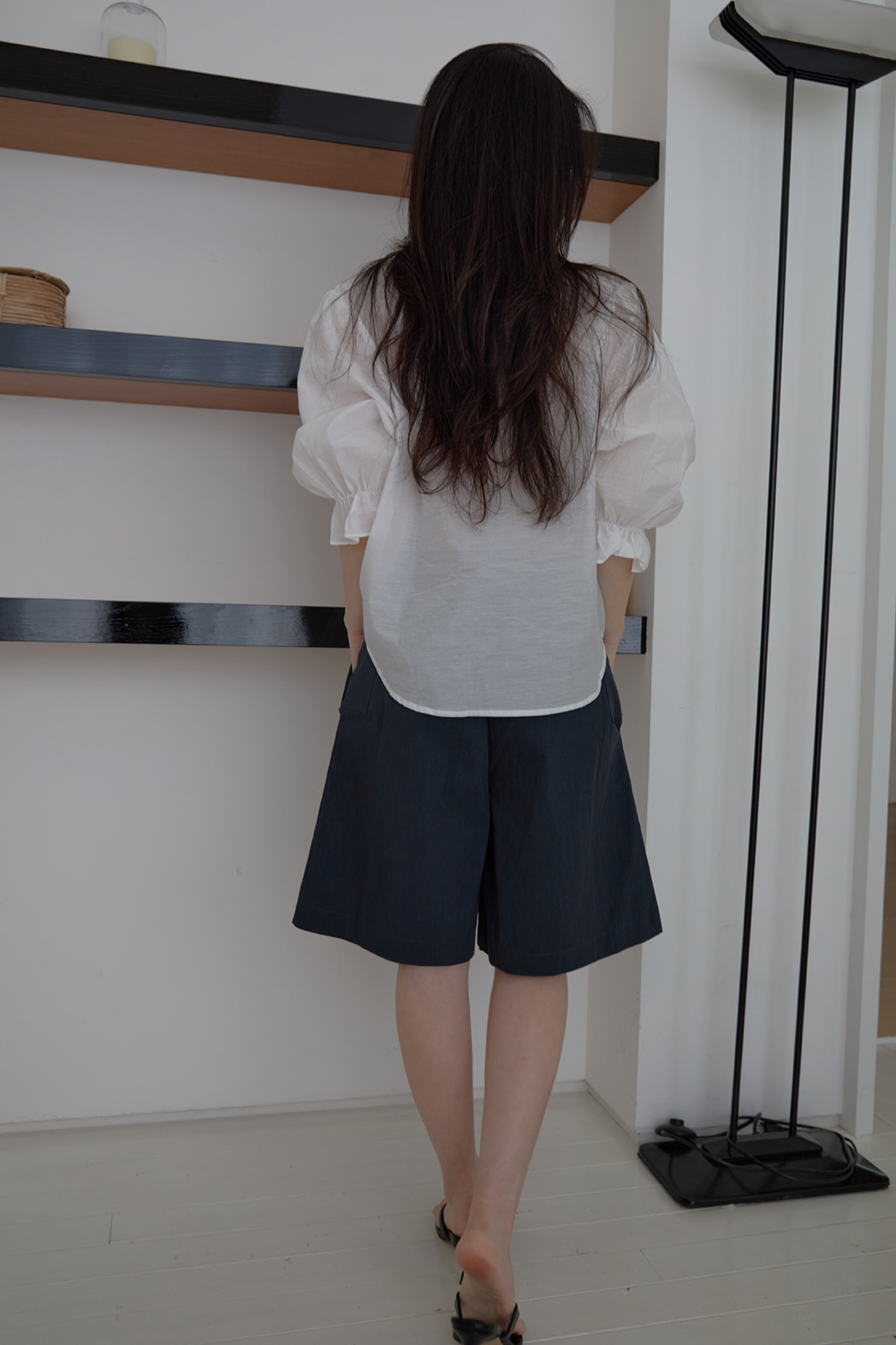 コットンバミューダワイド無地パンツハーフパンツSS | 詳細画像8