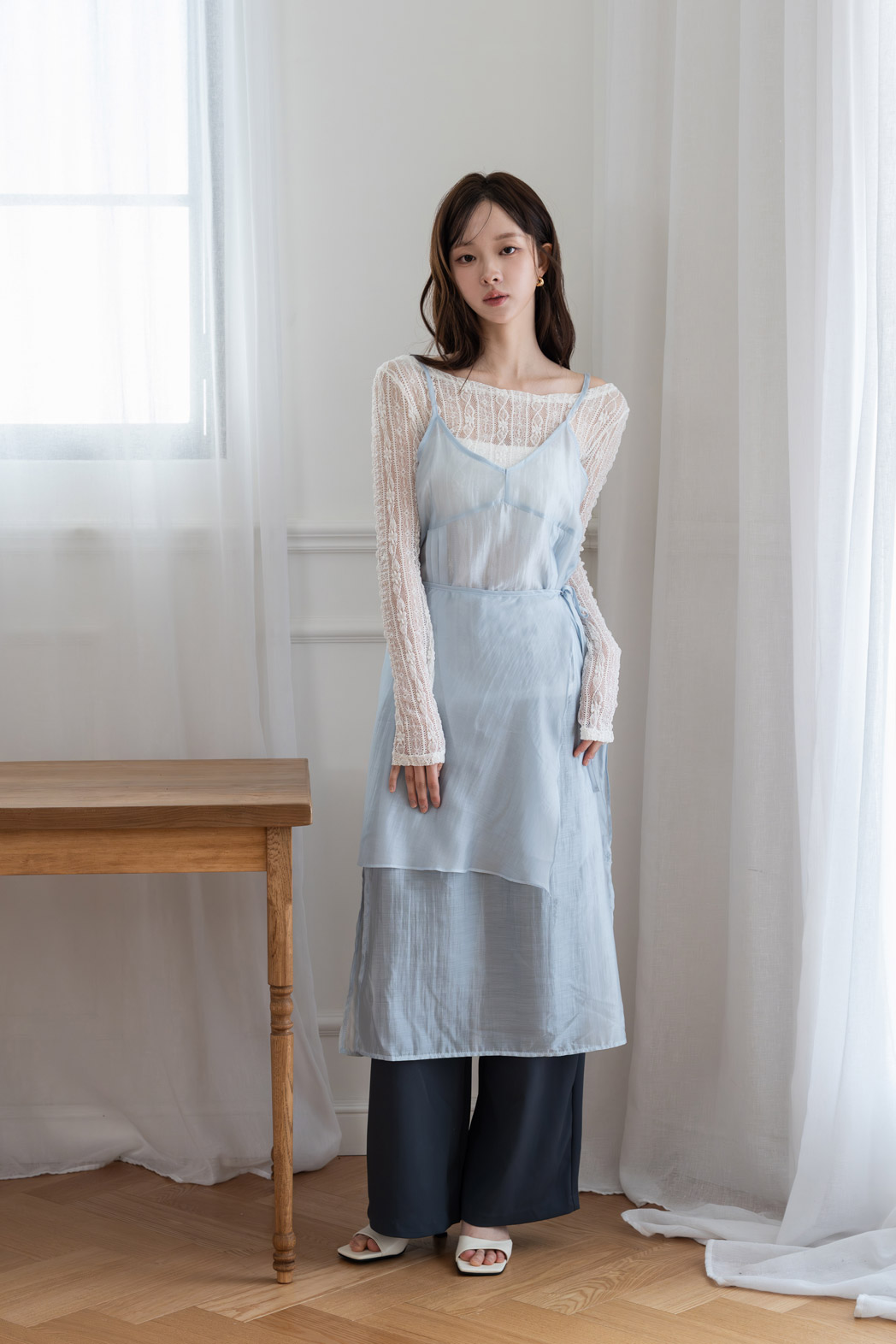 シースルー花柄レースボートネック長袖Tシャツ | DHOLIC | 詳細画像4