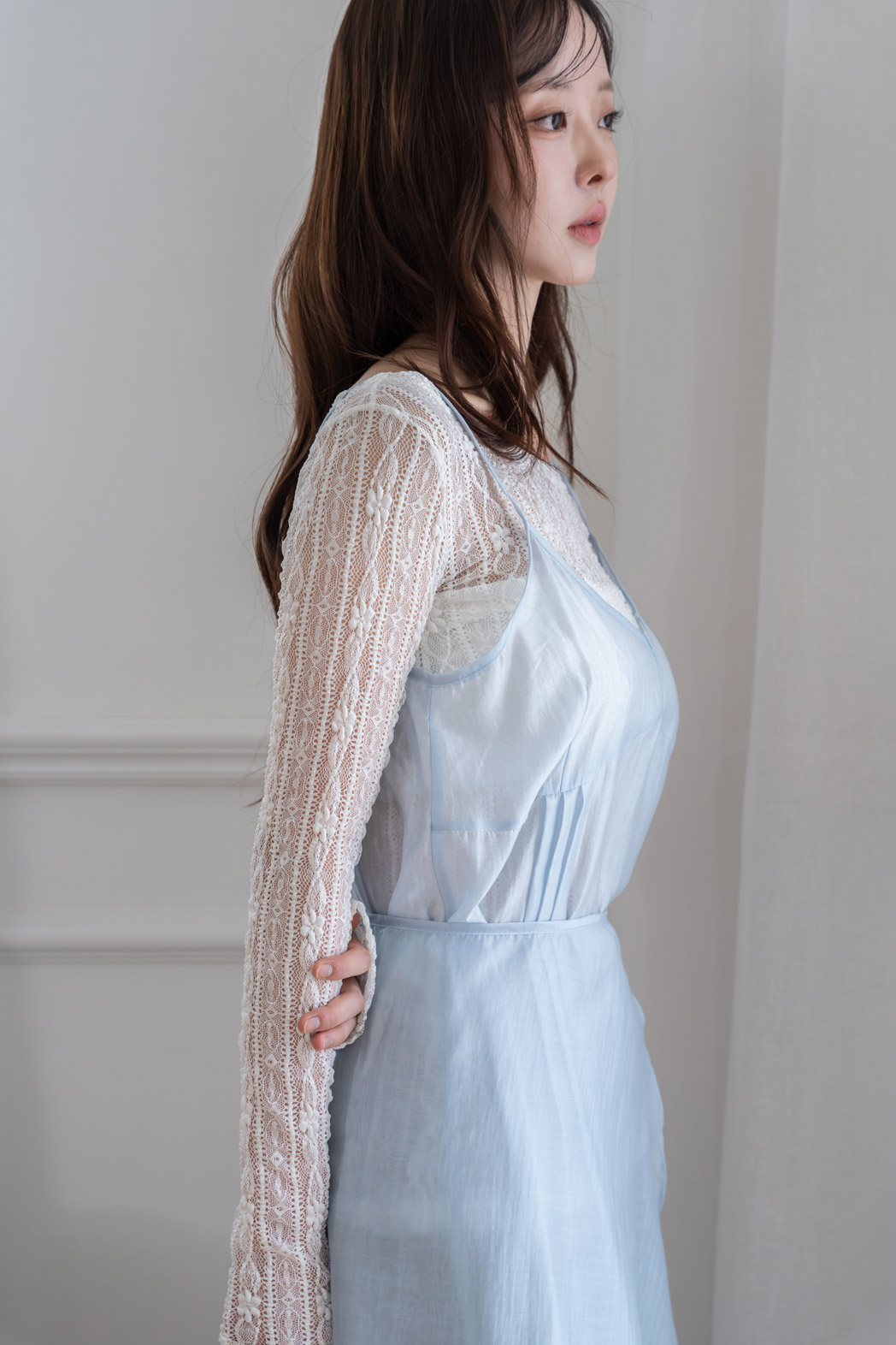 シースルー花柄レースボートネック長袖Tシャツ | DHOLIC | 詳細画像14