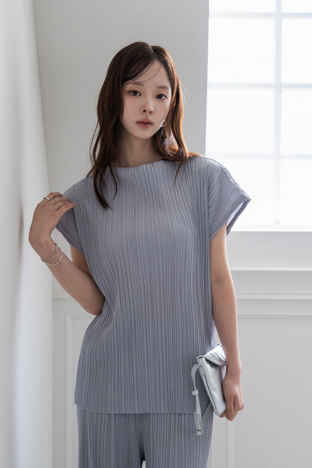 ボートネックフレンチスリーブルーズセットアップパンツTシャツ | DHOLIC | 詳細画像13