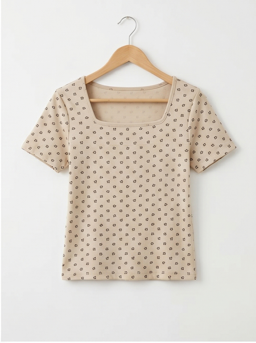 スクエアネック半袖花柄Tシャツ | DHOLIC | 詳細画像21