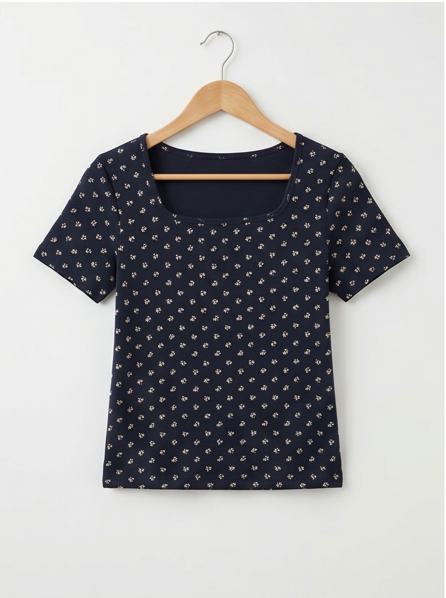 スクエアネック半袖花柄Tシャツ | DHOLIC | 詳細画像22