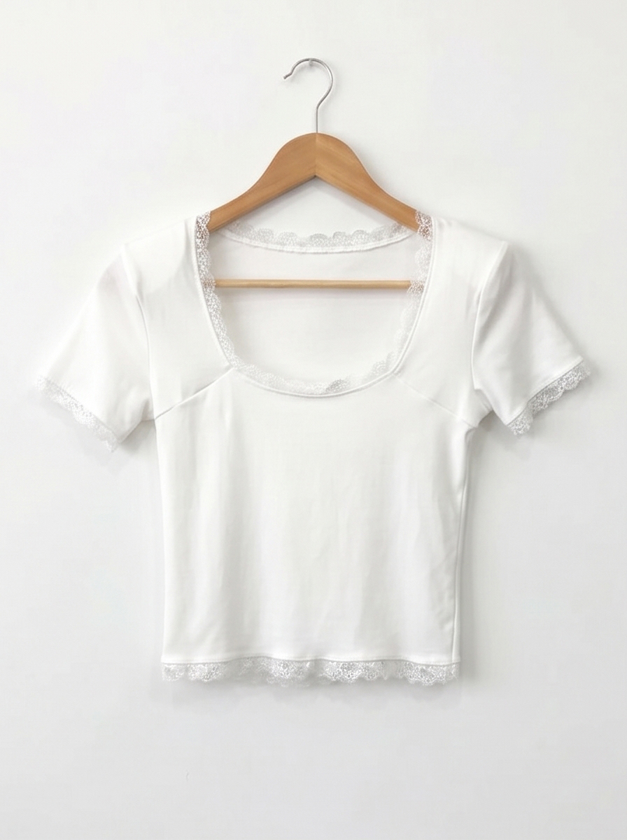 レースUネック肩パッドスリム半袖Tシャツ | DHOLIC | 詳細画像22