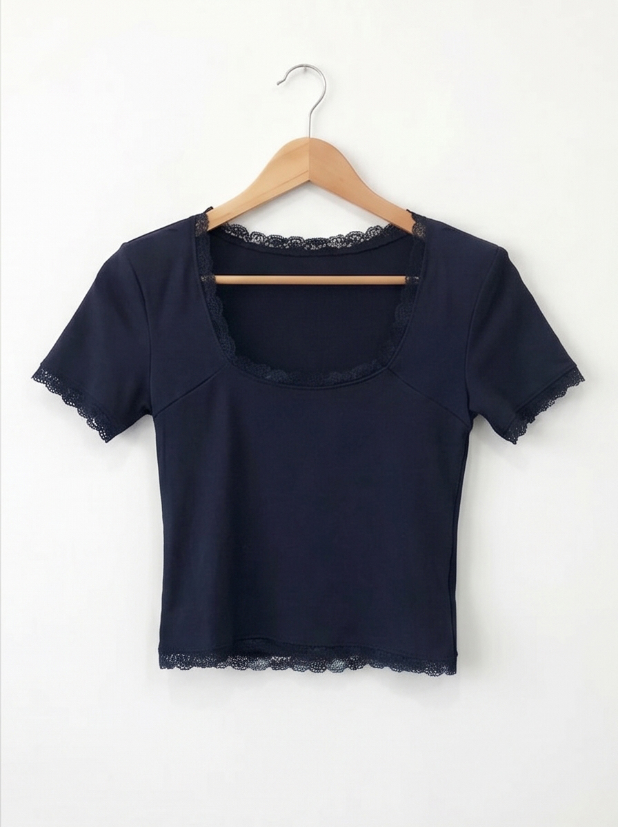 レースUネック肩パッドスリム半袖Tシャツ | DHOLIC | 詳細画像24