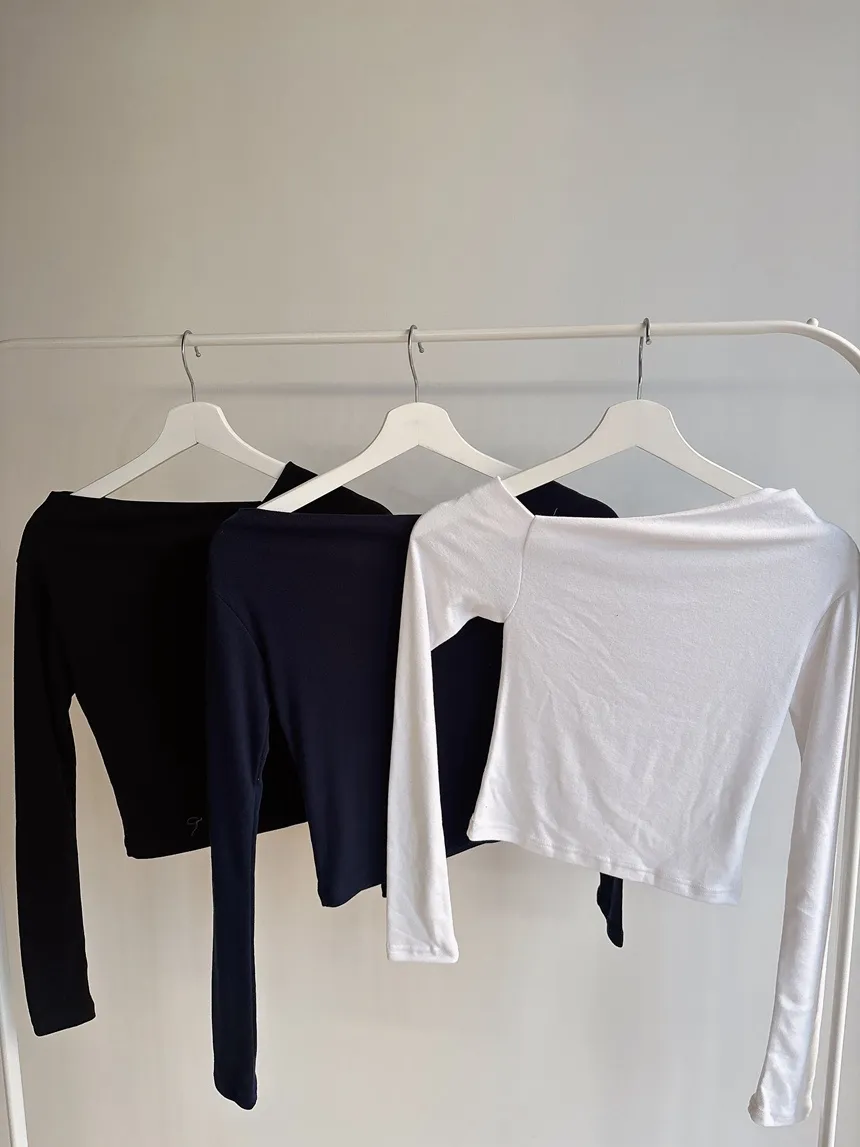ストレッチ長袖アンバランスネックスリムワンショルダーTシャツ | mirangmirang | 詳細画像27