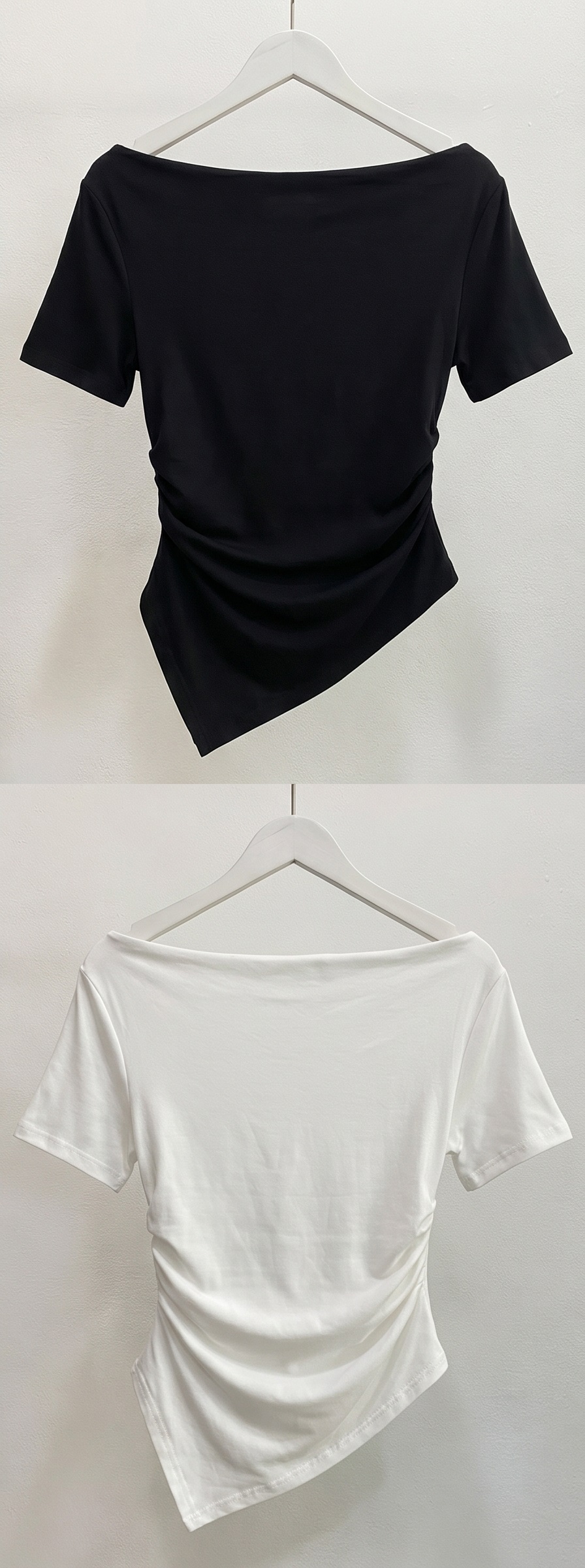 ドレープボートネックオフショルダーベーシックスリム半袖Tシャツ | 詳細画像18