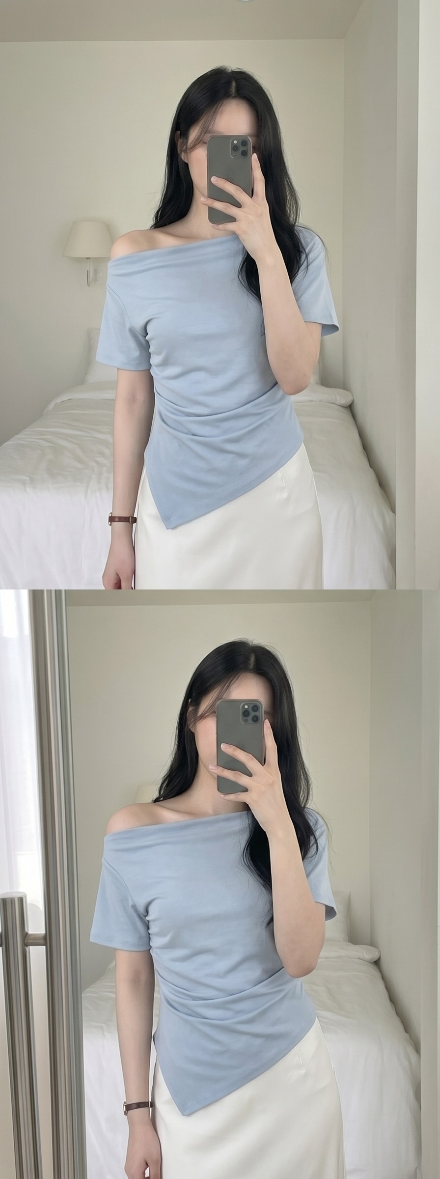ドレープボートネックオフショルダーベーシックスリム半袖Tシャツ | 詳細画像17