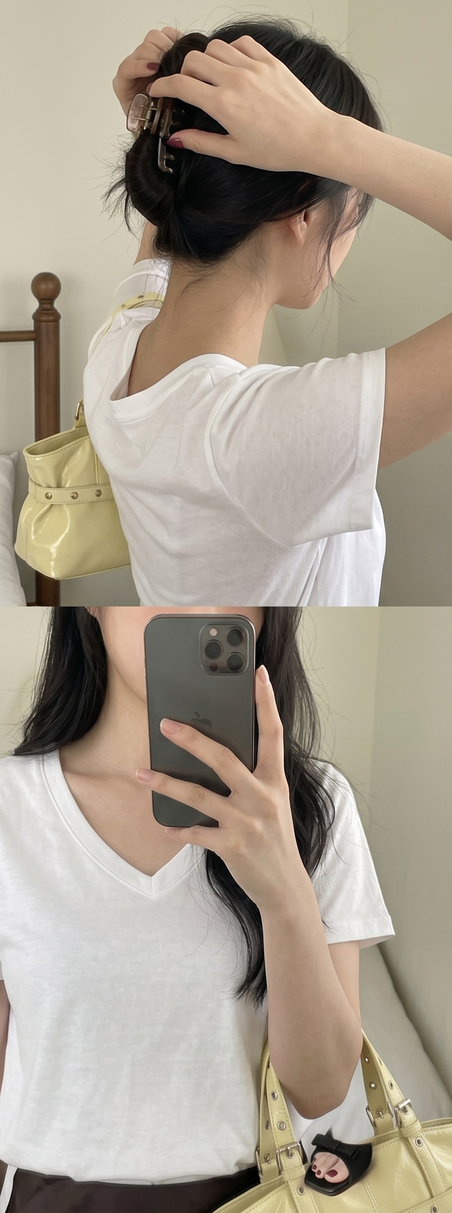 コットンラウンドネックベーシックスリム半袖Tシャツ | 詳細画像4