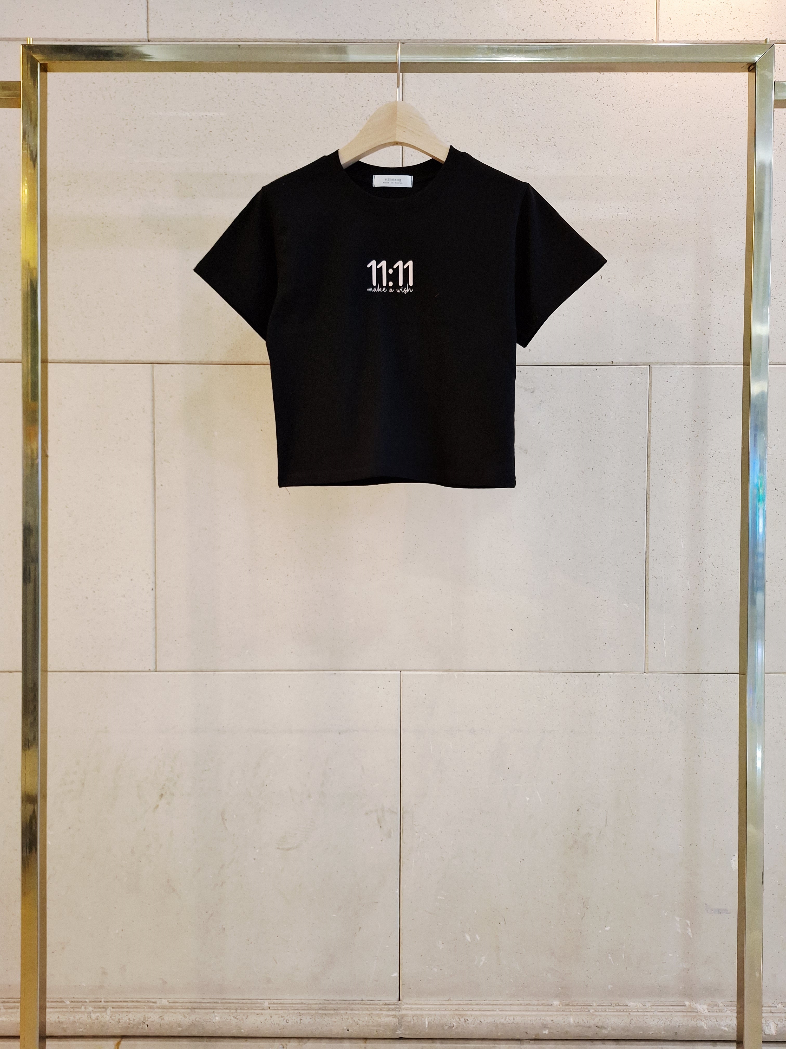 コットンラウンドネックベーシッククロップド半袖ロゴTシャツ | 詳細画像9