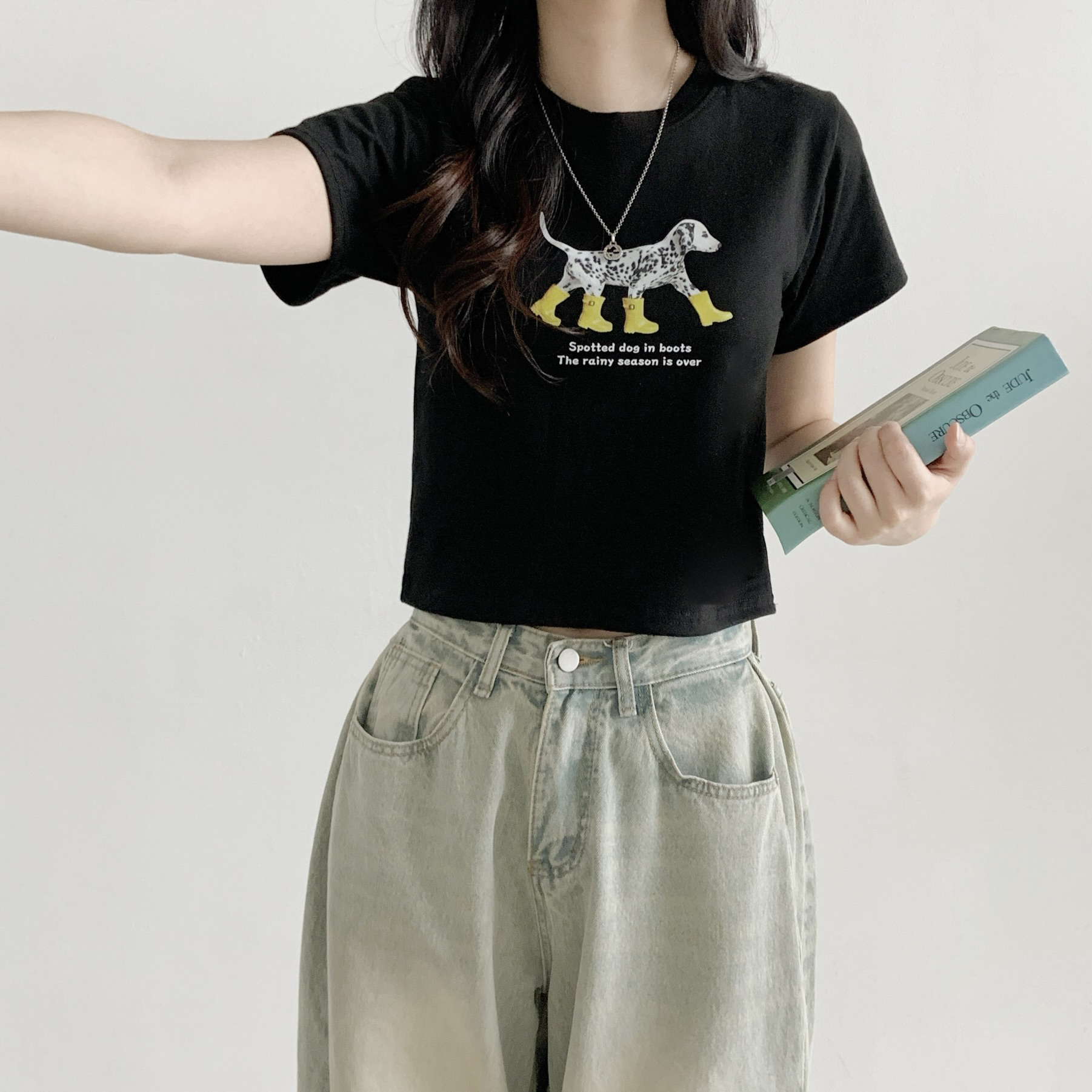 コットンラウンドネックベーシックスリムロゴTシャツ | 詳細画像5