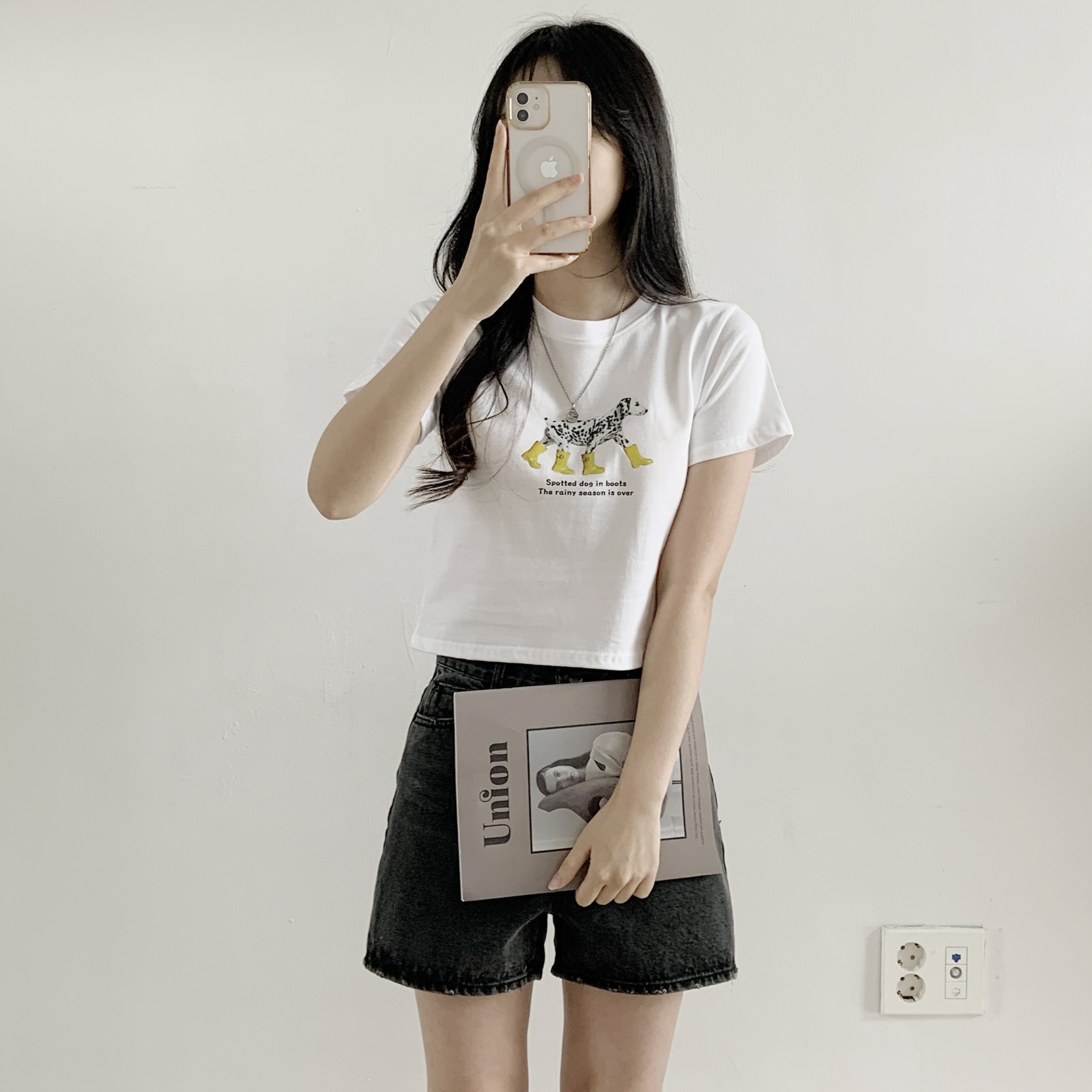 コットンラウンドネックベーシックスリムロゴTシャツ | 詳細画像7