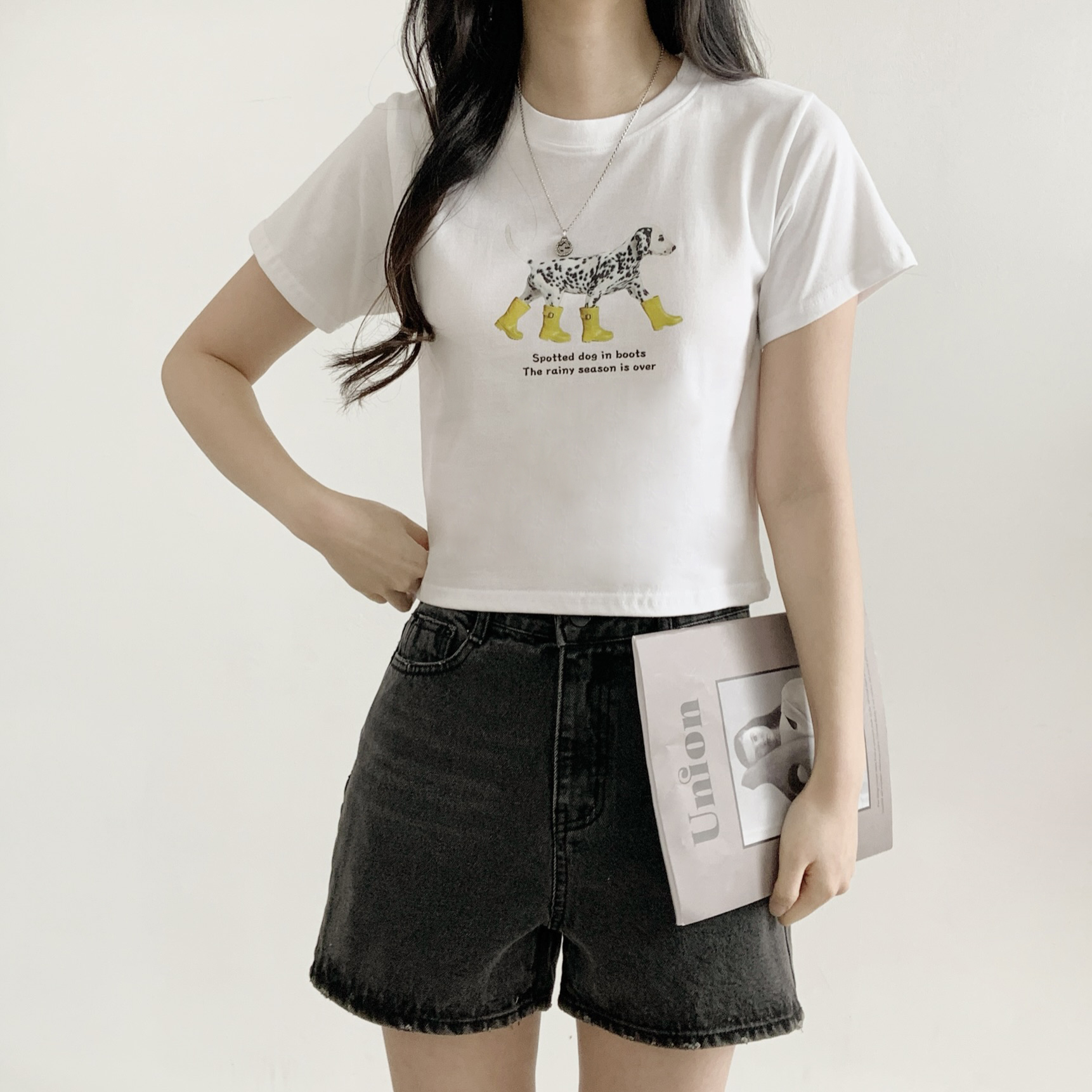 コットンラウンドネックベーシックスリムロゴTシャツ | 詳細画像8