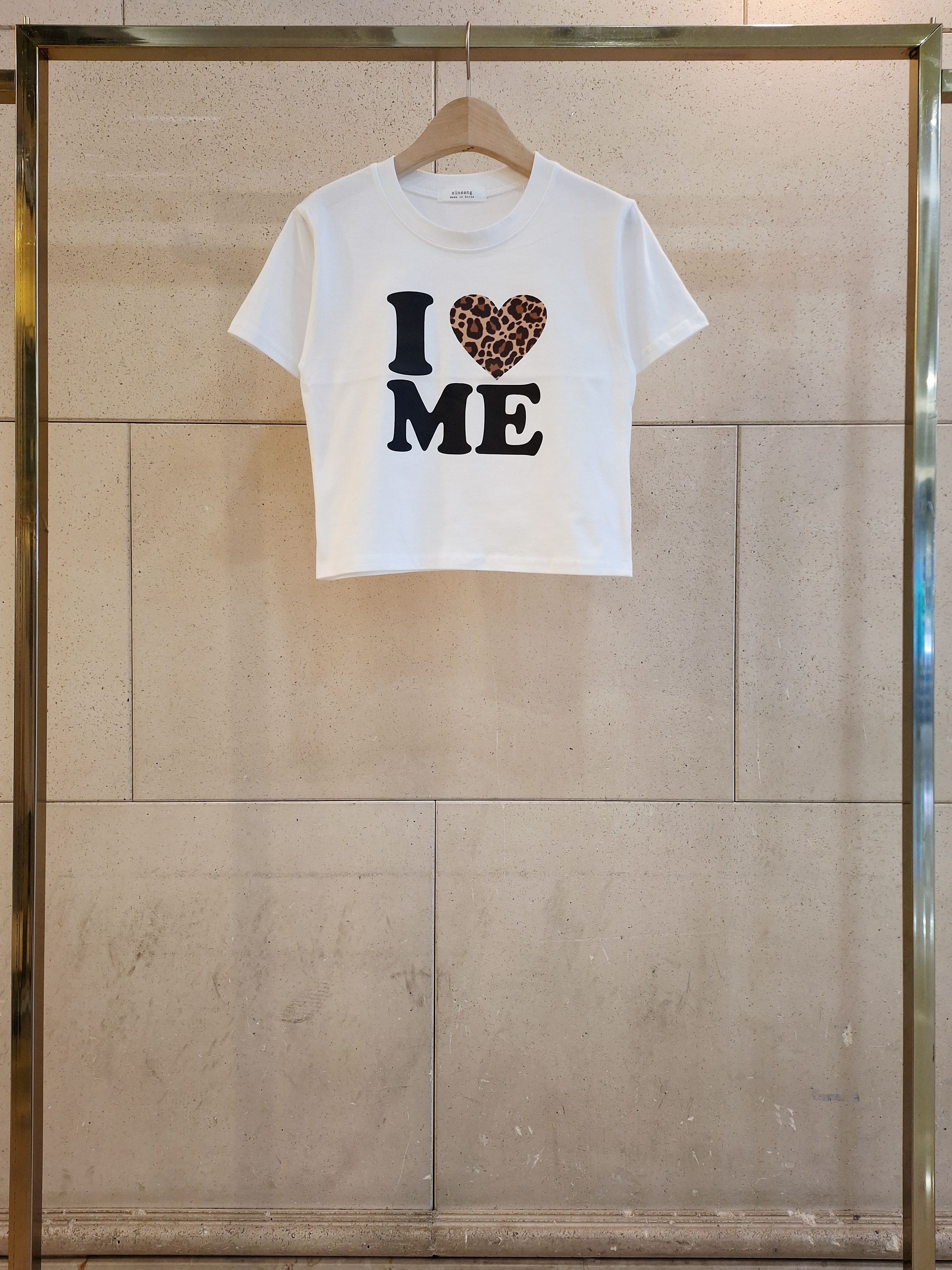 コットンラウンドネックベーシッククロップドスリム半袖ロゴTシャツ | 詳細画像10