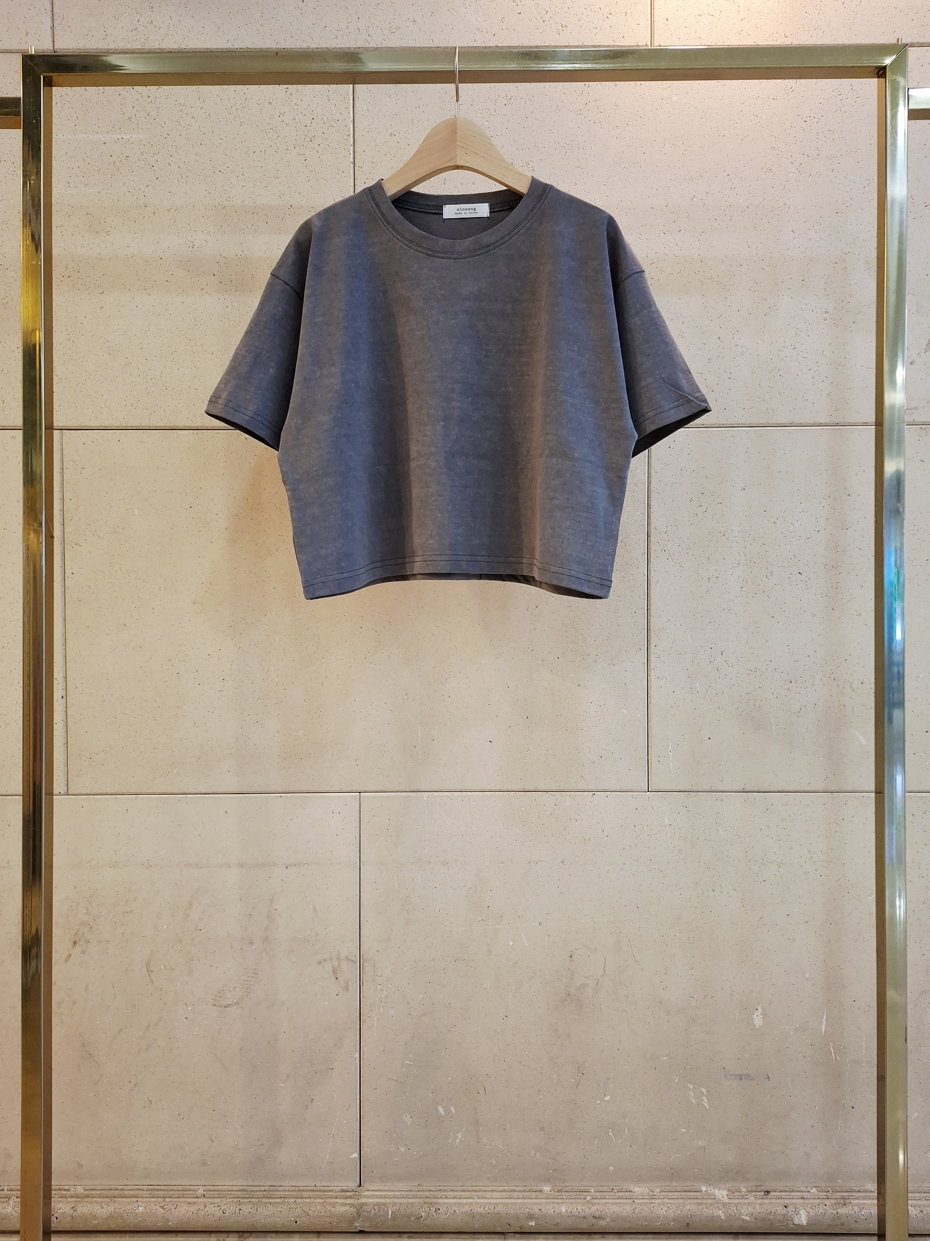 コットンラウンドネックベーシッククロップドスリムTシャツ | 詳細画像12