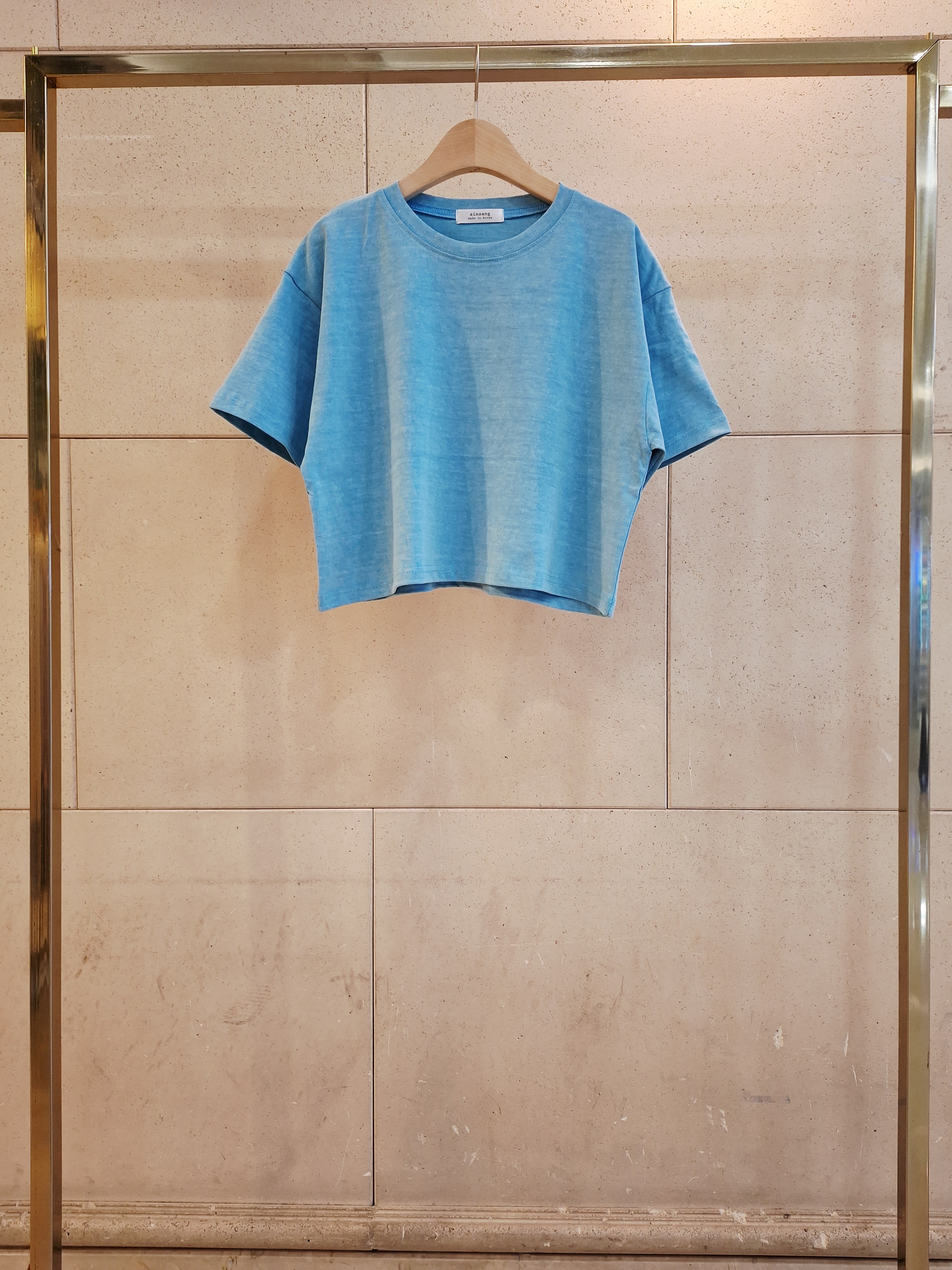 コットンラウンドネックベーシッククロップドスリムTシャツ | 詳細画像9