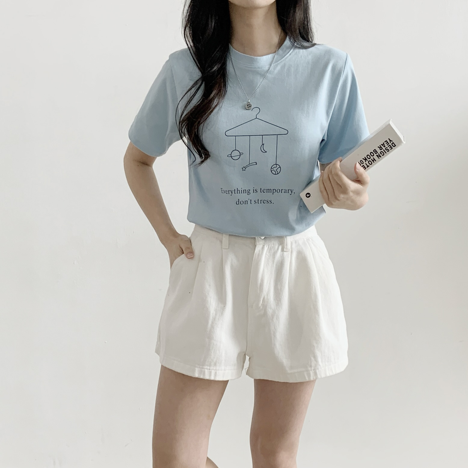 コットンラウンドネックベーシックスリム半袖ロゴTシャツ | 詳細画像2
