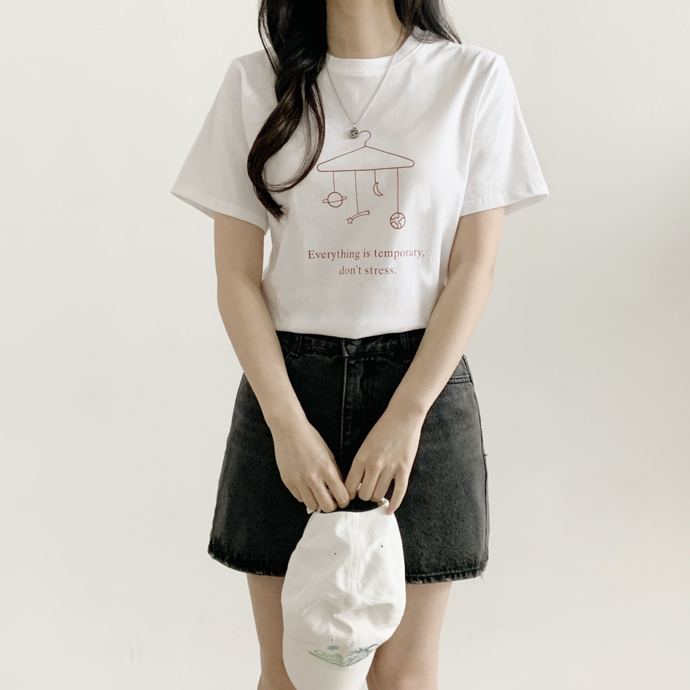 コットンラウンドネックベーシックスリム半袖ロゴTシャツ | 詳細画像3