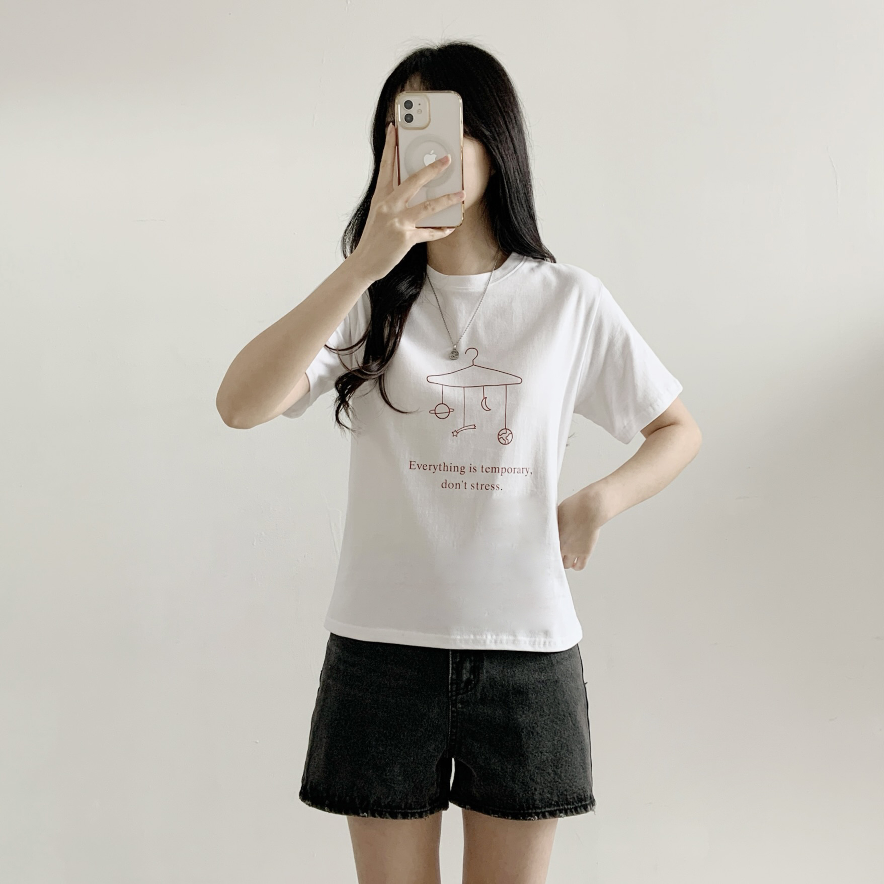 コットンラウンドネックベーシックスリム半袖ロゴTシャツ | 詳細画像6