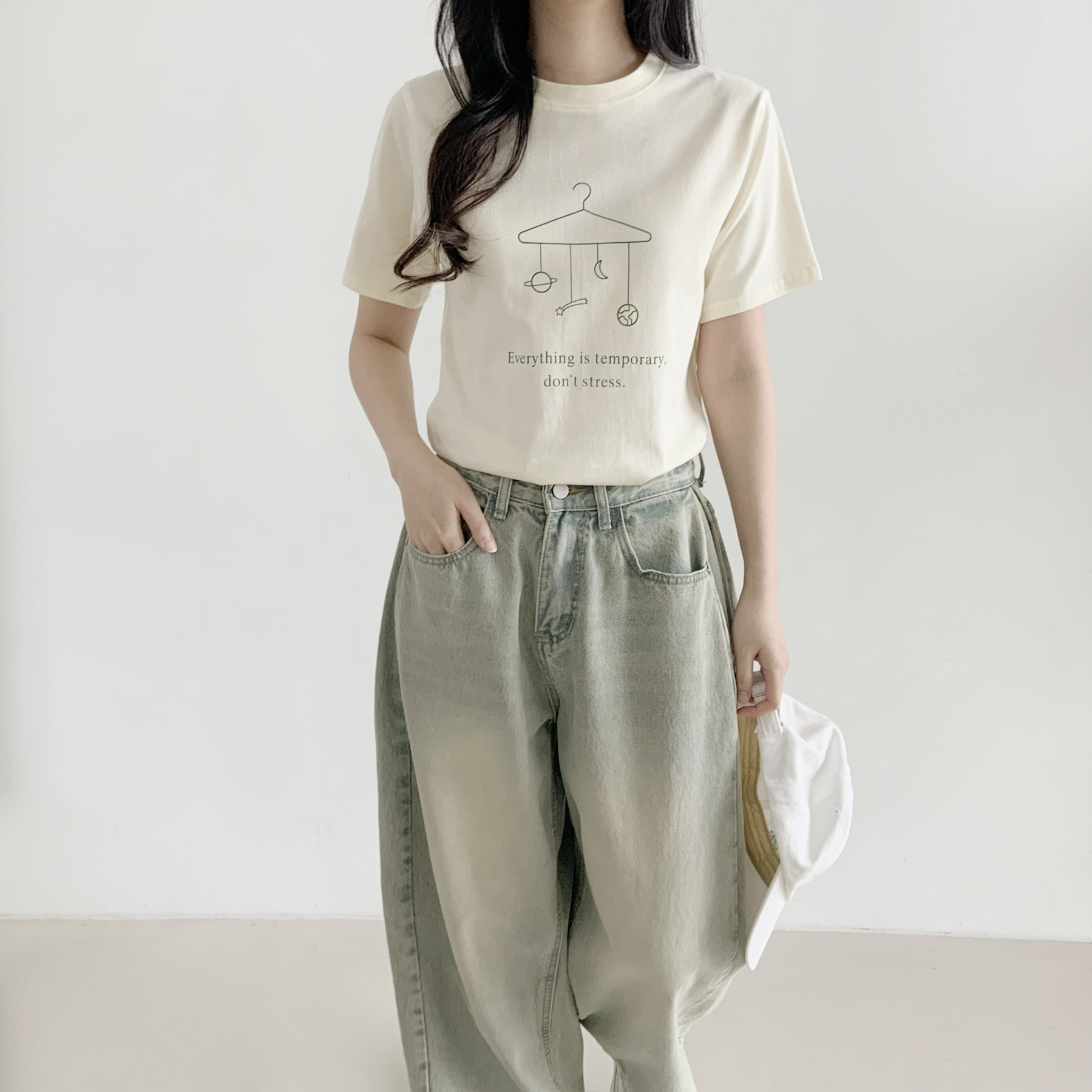 コットンラウンドネックベーシックスリム半袖ロゴTシャツ | 詳細画像7