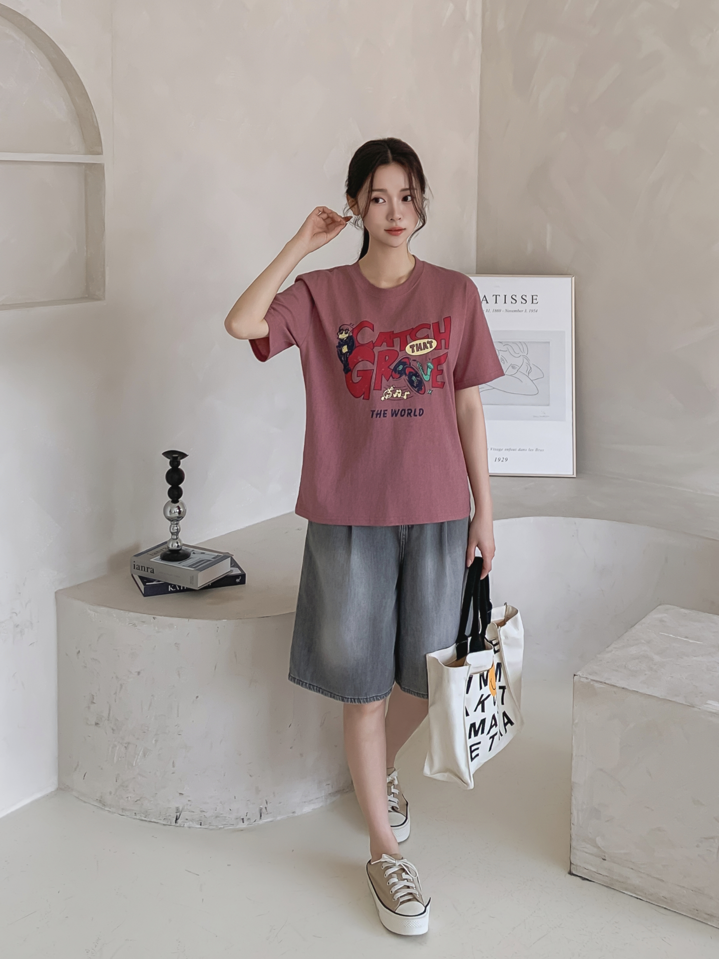 コットンラウンドネックベーシック半袖ロゴTシャツ | 詳細画像4