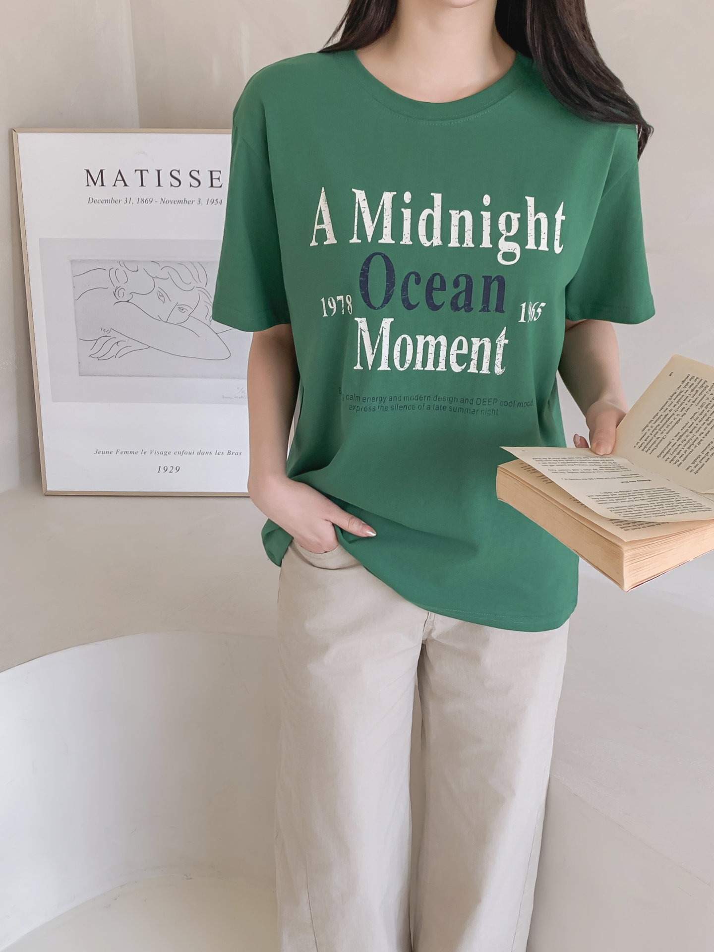 コットンラウンドネックベーシックルーズ半袖ロゴTシャツ | 詳細画像10