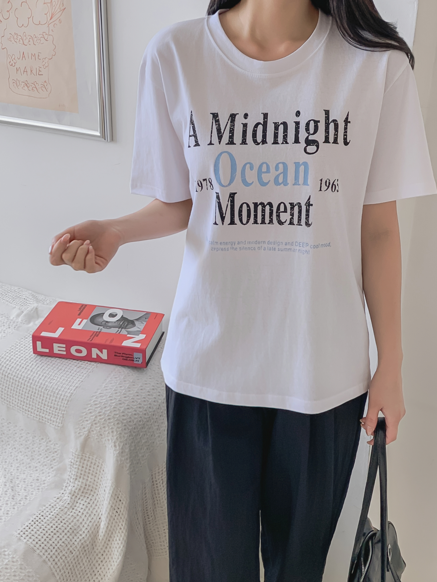 コットンラウンドネックベーシックルーズ半袖ロゴTシャツ | 詳細画像18