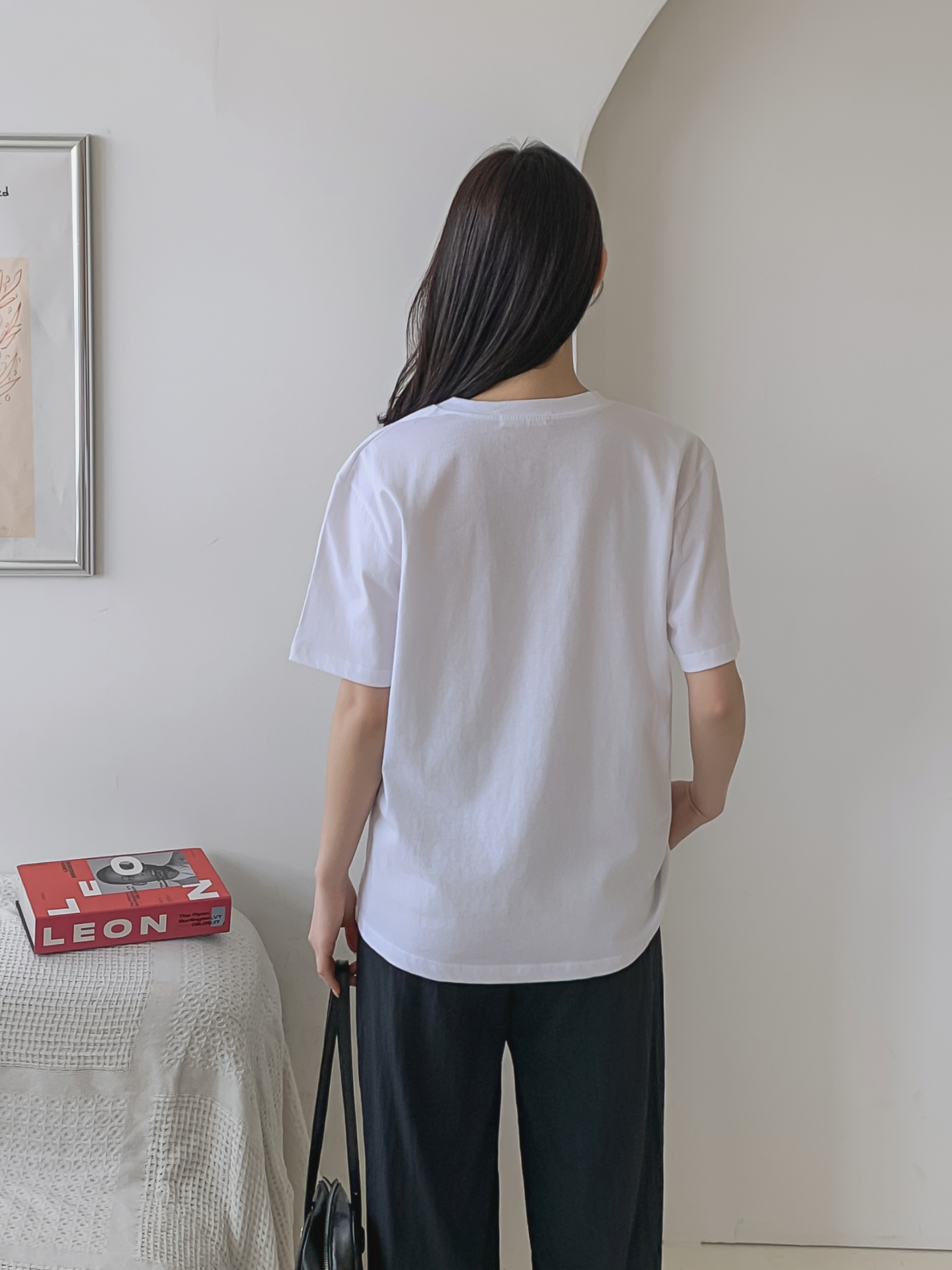 コットンラウンドネックベーシックルーズ半袖ロゴTシャツ | 詳細画像21