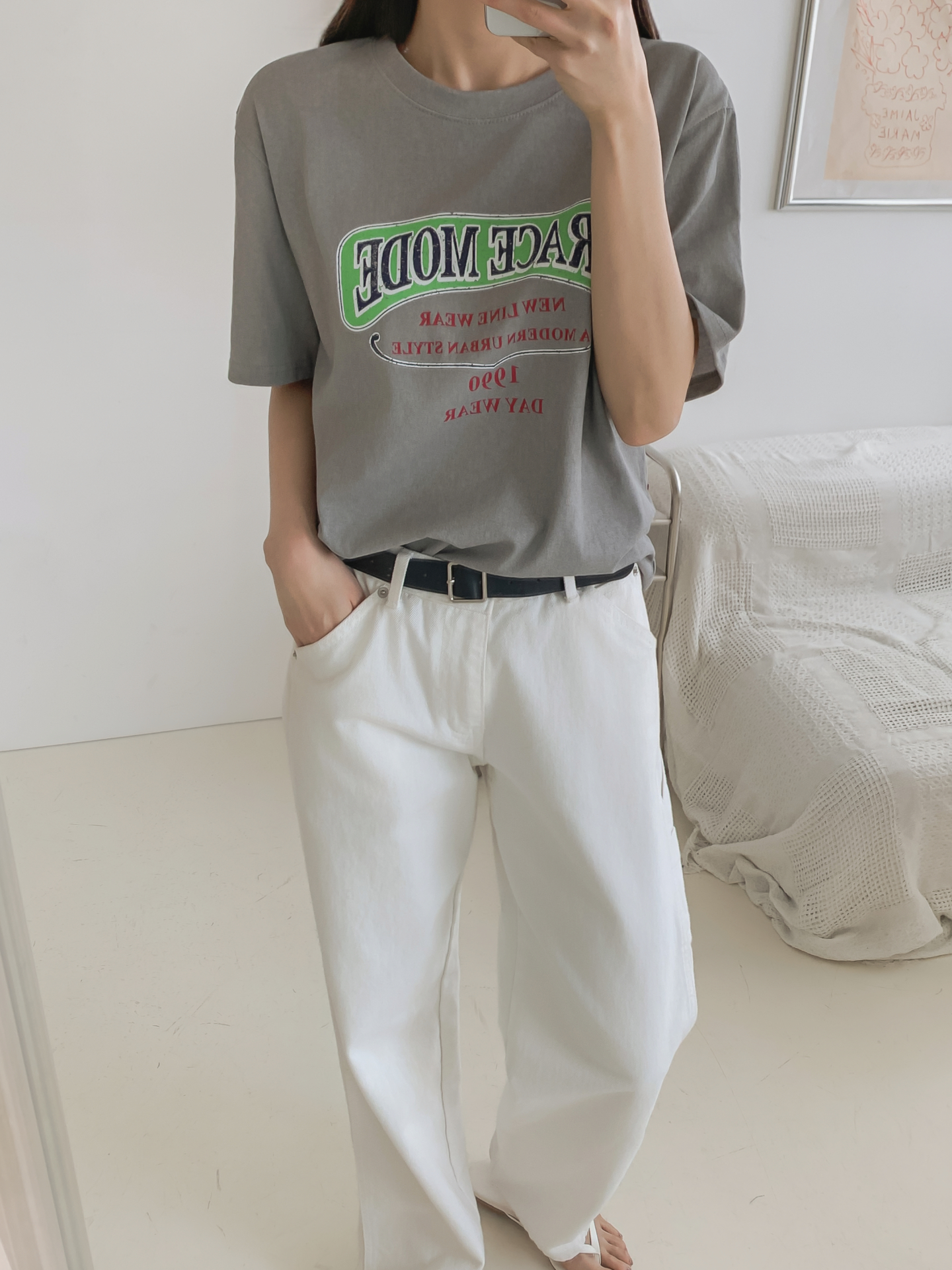 コットンラウンドネックベーシック半袖ロゴTシャツ | 詳細画像17