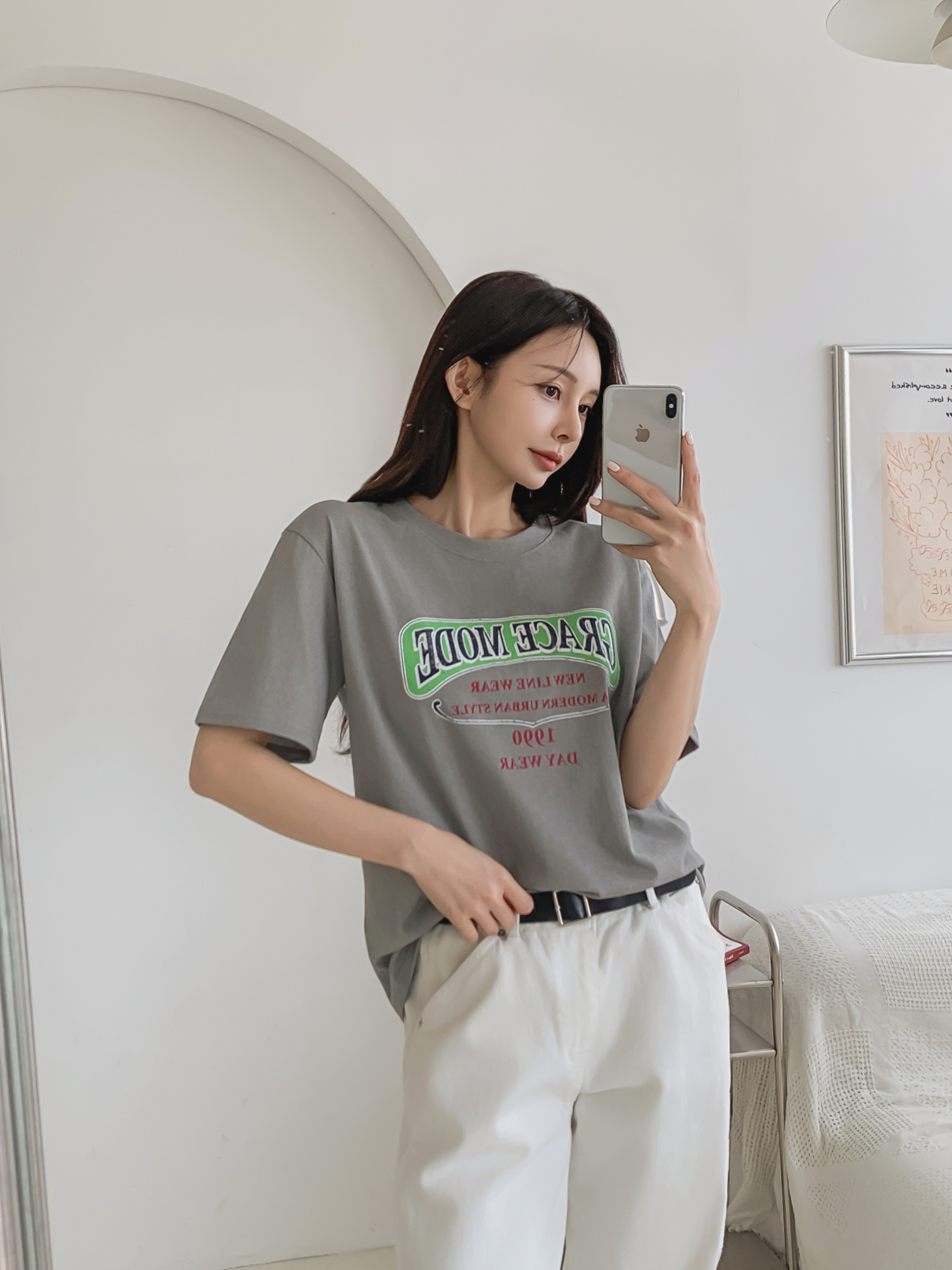 コットンラウンドネックベーシック半袖ロゴTシャツ | 詳細画像18