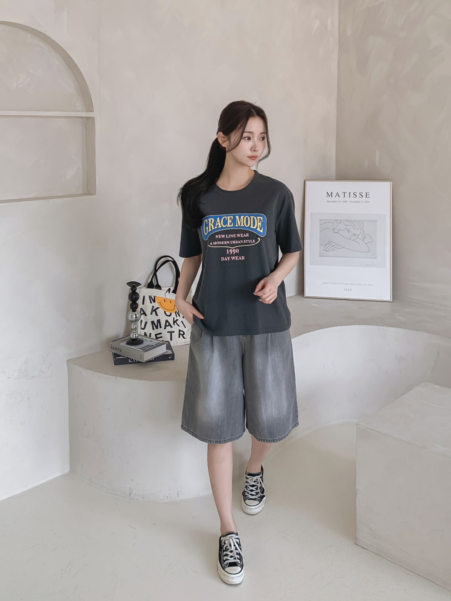 コットンラウンドネックベーシック半袖ロゴTシャツ | 詳細画像23