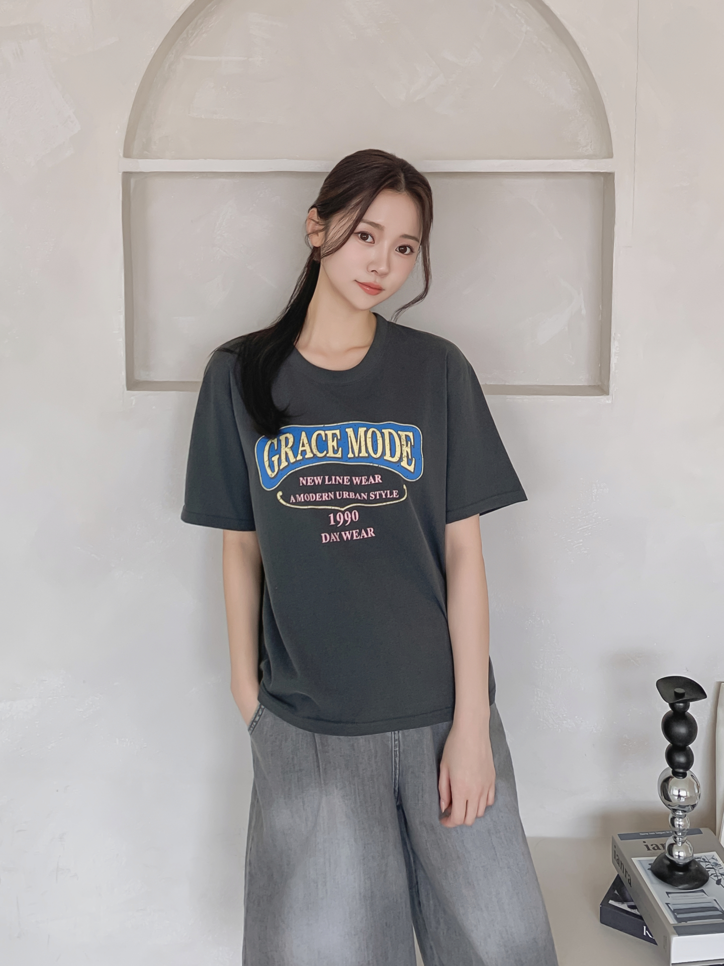 コットンラウンドネックベーシック半袖ロゴTシャツ | 詳細画像26