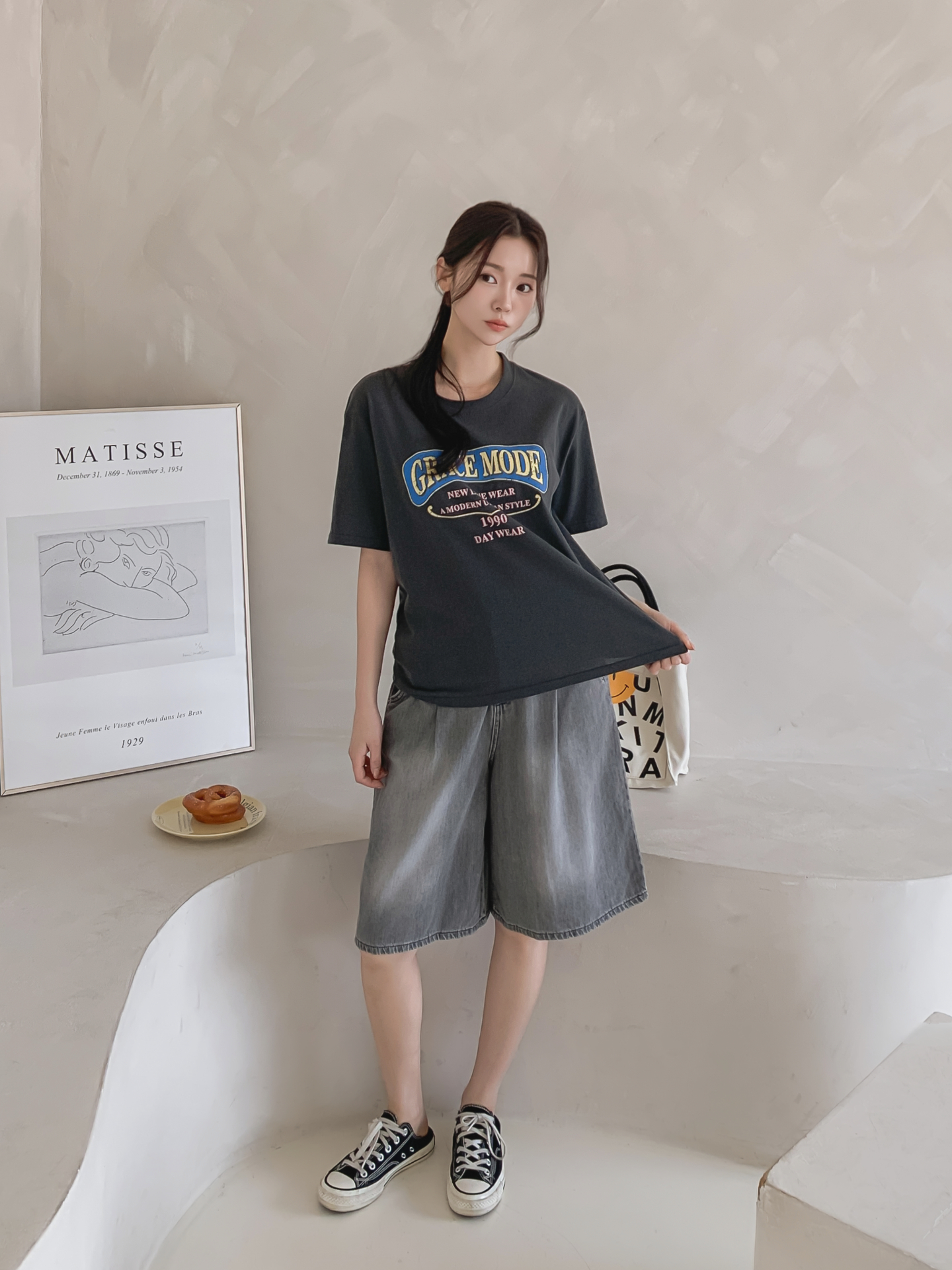 コットンラウンドネックベーシック半袖ロゴTシャツ | 詳細画像30