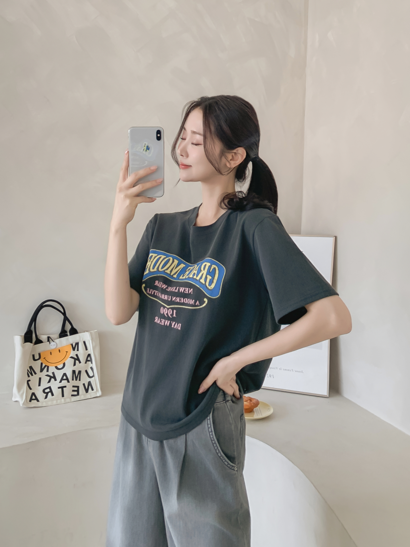コットンラウンドネックベーシック半袖ロゴTシャツ | 詳細画像31