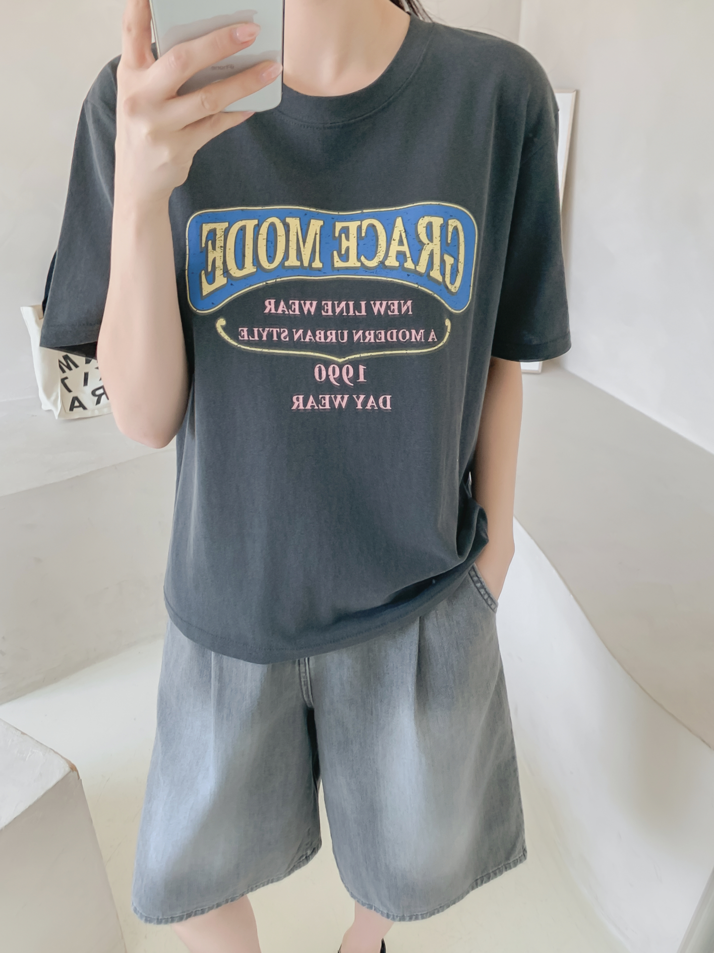 コットンラウンドネックベーシック半袖ロゴTシャツ | 詳細画像32
