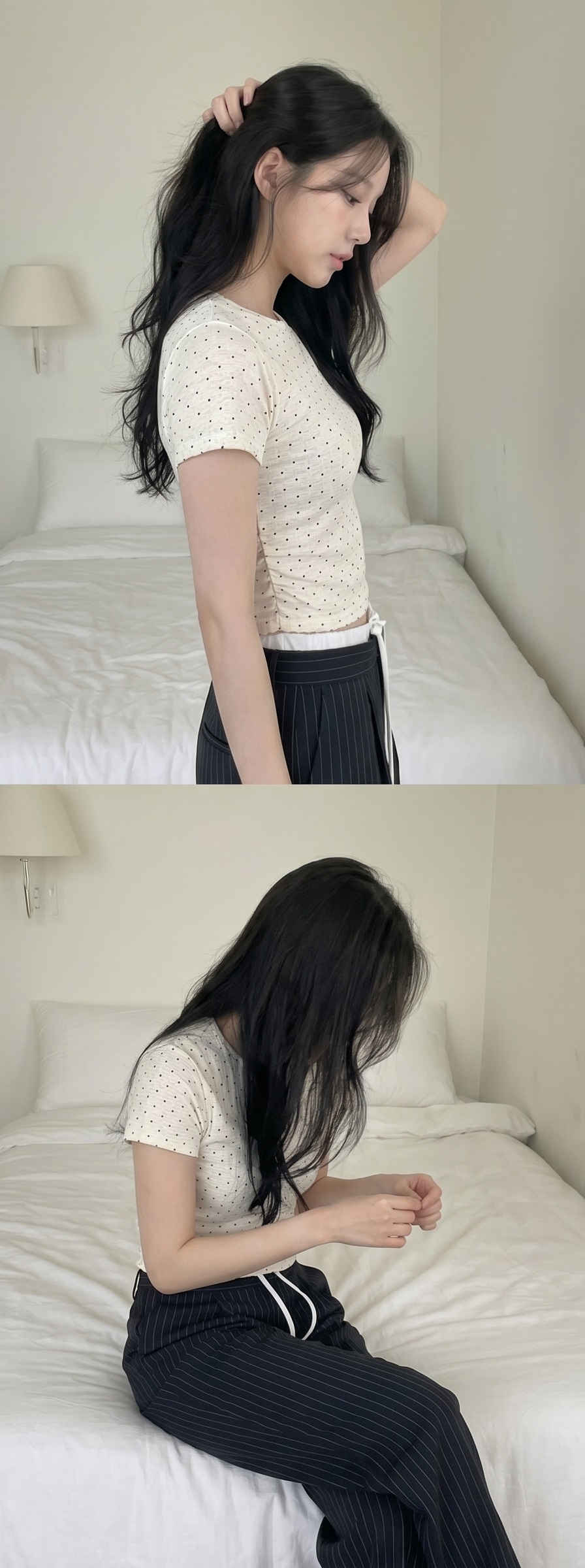 ドローストリングピンタックポケットワイドストライプ配色パンツ | 詳細画像6